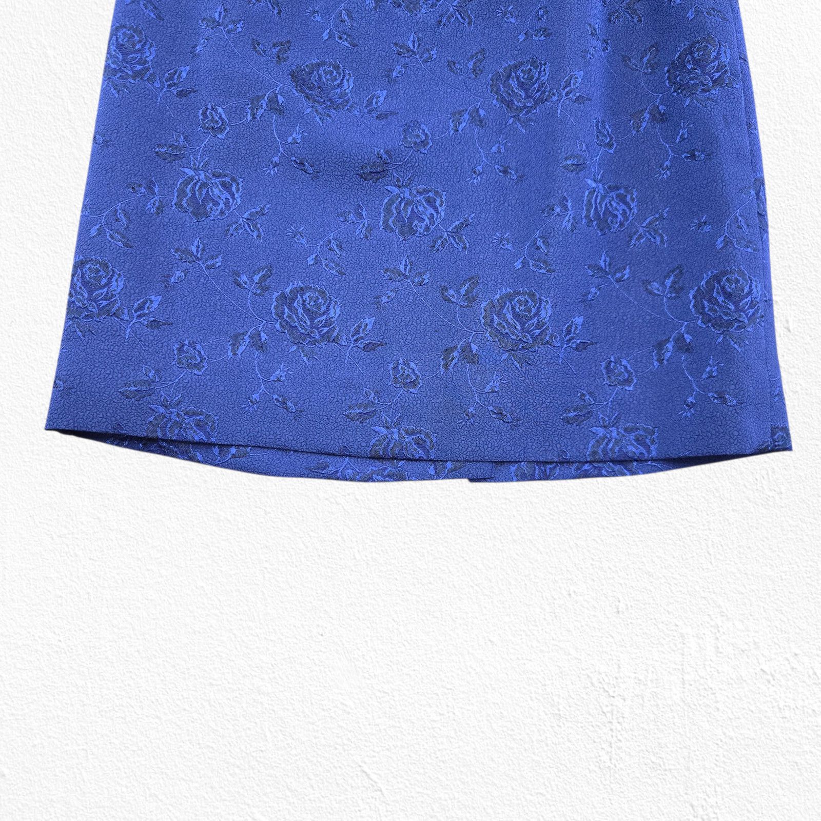 Vintage 80s Royal Blue Jacquard Skirt Suit 12P Size 34" / US 12 / IT 48 - 12 Thumbnail