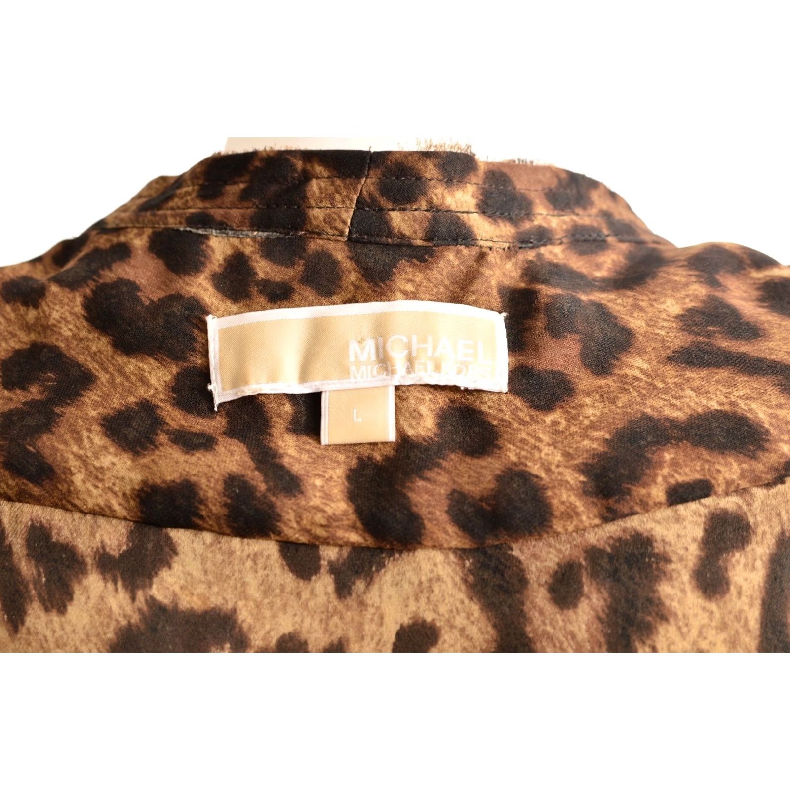 Michael Kors Michael Kors Animal Leo Leopard Print Silk Button Shirt Blouse L Womens Multicolor, Button-Up, 100% Silk, Regular Size L / US 10 / IT 46 - 5 Thumbnail