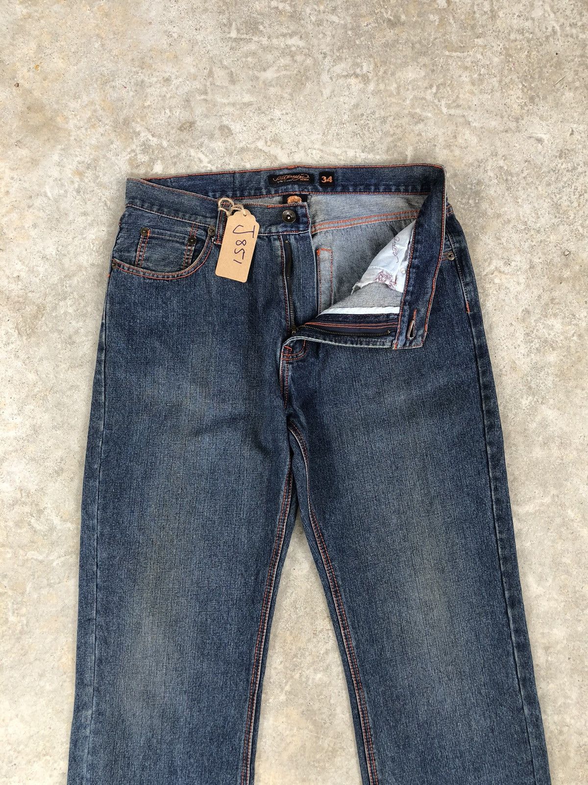 Christian Audigier Ed Hardy Embroidered Jeans Distressed Size US 34 / EU 50 - 3 Thumbnail