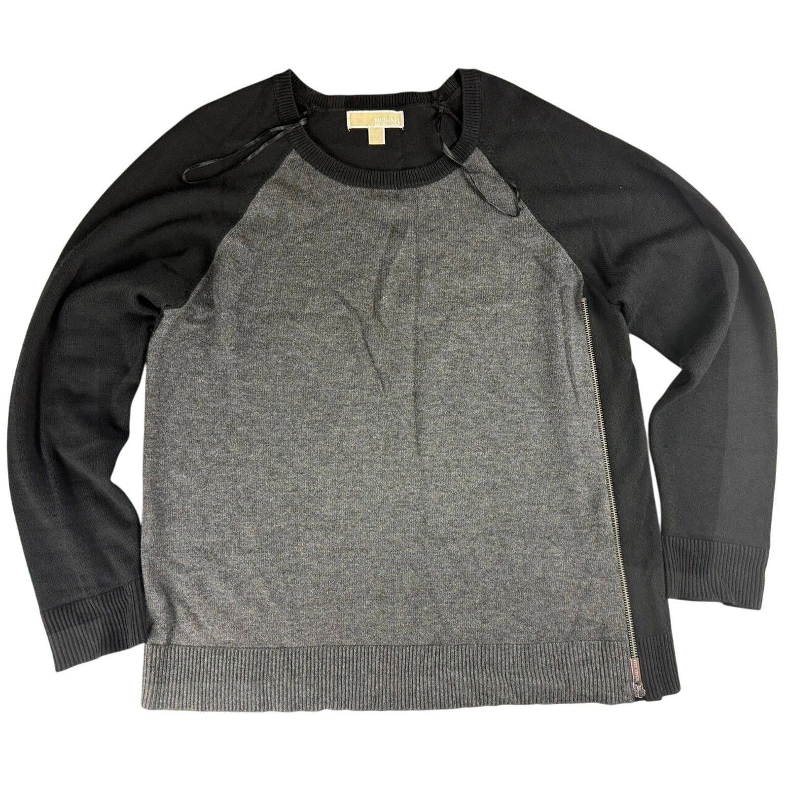 Michael Kors Michael Kors Black & Gray Long Sleeve Sweater - L Size L / US 10 / IT 46 - 1 Thumbnail
