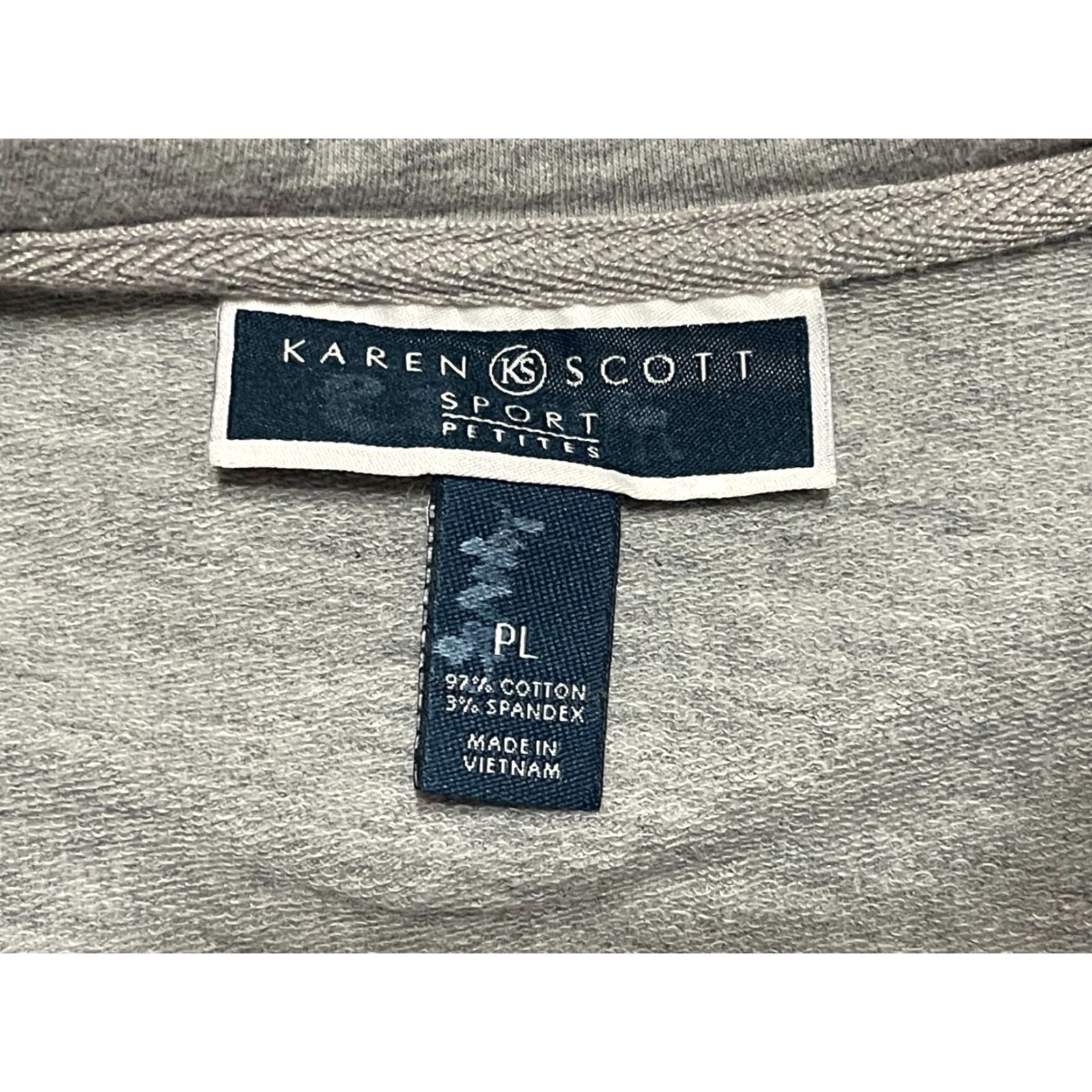 Vintage Karen Scott Sweatshirt Women's Size Petite Large Gray Full Zip Pockets Size L / US 10 / IT 46 - 7 Thumbnail