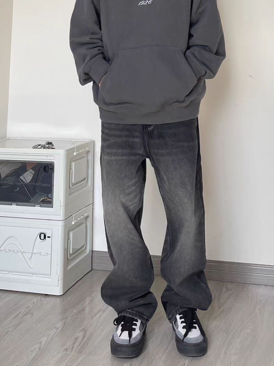 Japanese Brand × Jean Washed Gray Black Baggy Straight Leg Jeans Size US 28 / EU 44 - 1 Thumbnail