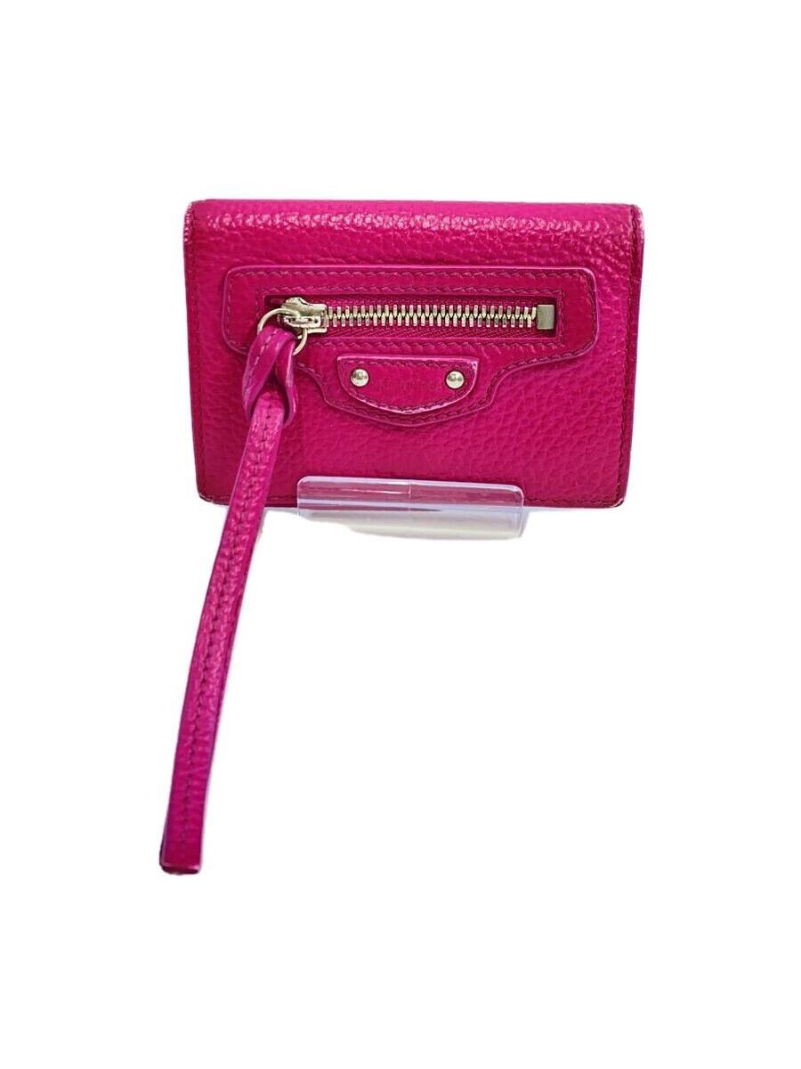 Balenciaga Leather Tri-Fold Wallet Pink
