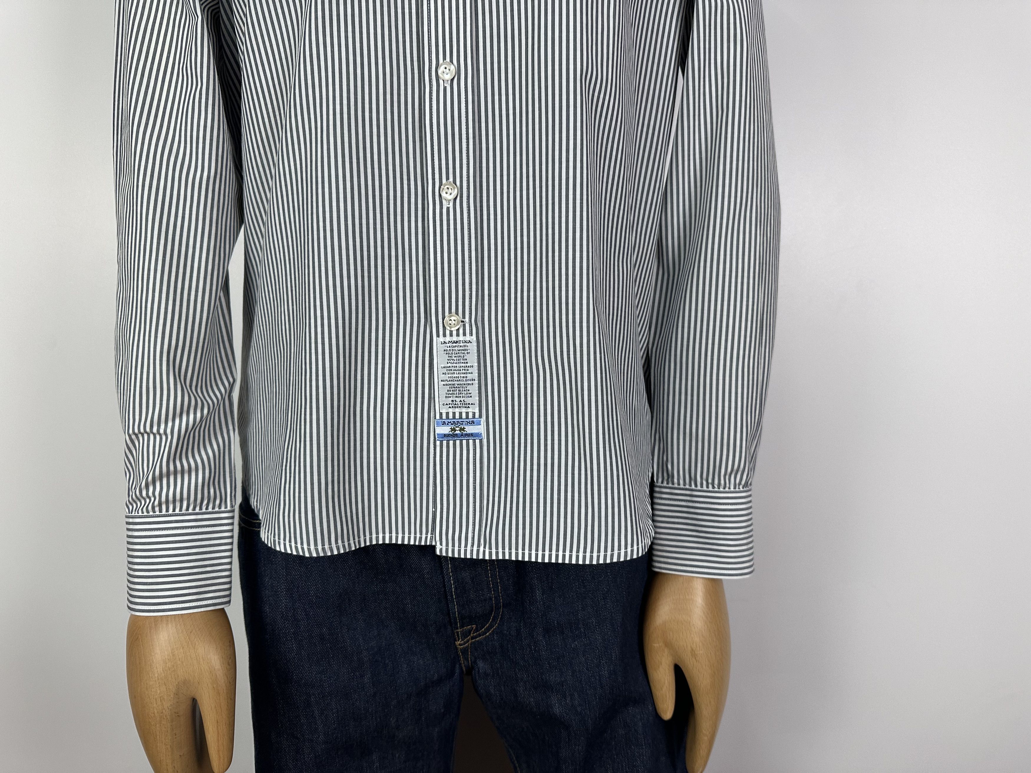 La Martina La MArtina Mens Shirt Gray Stripes Long Sleeves Button Up Size US L / EU 52-54 / 3 - 6 Thumbnail