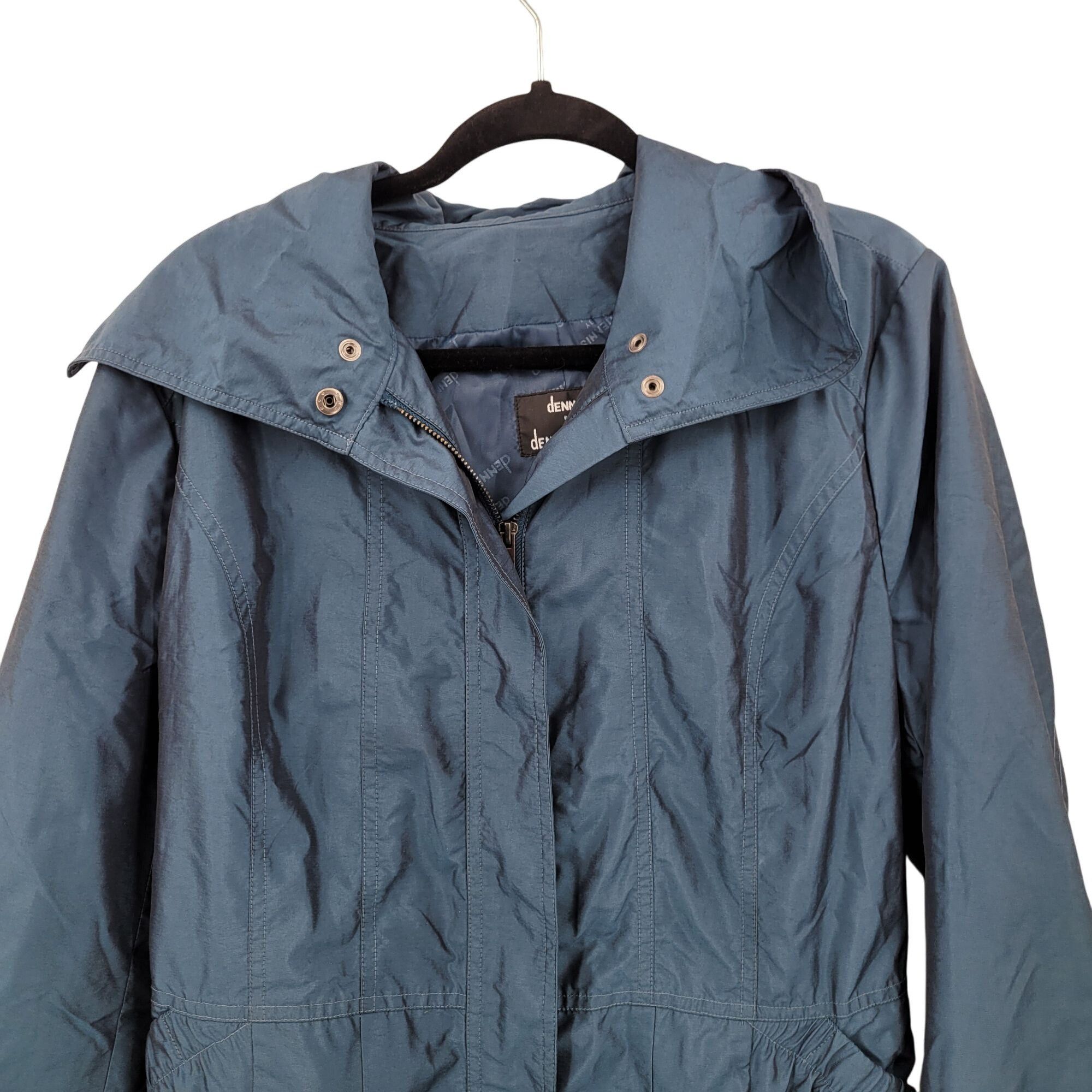 Other Dennis Teal Blue Belted A-line Balloon Hem Jacket Sz M Light Size M / US 6-8 / IT 42-44 - 4 Thumbnail