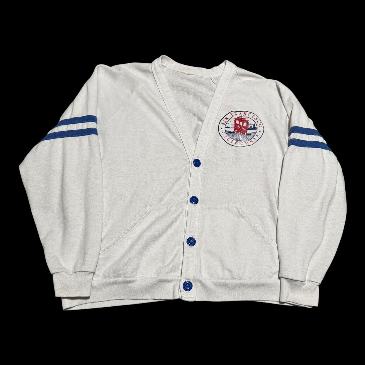 Vintage 80s San Francisco CA Stained Cardigan Sweatshirt Oversized S Size US S / EU 44-46 / 1 - 1 Thumbnail