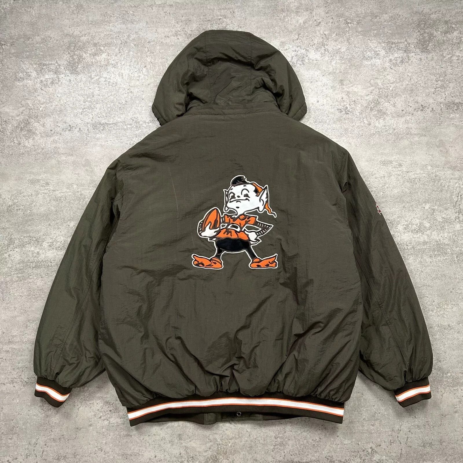 NFL × Reebok × Vintage 00s CLEVELAND BROWNS PUFFER JACKET GRIDIRON CLASSIC LOGO Size US XL / EU 56 / 4 - 1 Thumbnail
