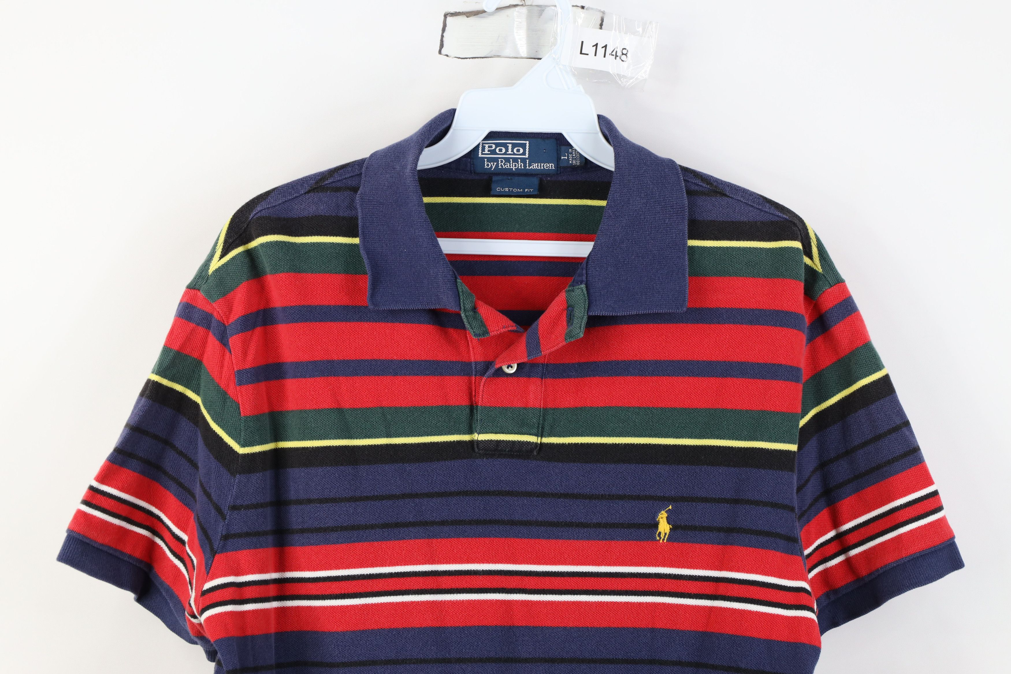 Polo Ralph Lauren Vintage 90s Ralph Lauren Striped Collared Golf Polo Shirt Size US L / EU 52-54 / 3 - 2 Thumbnail