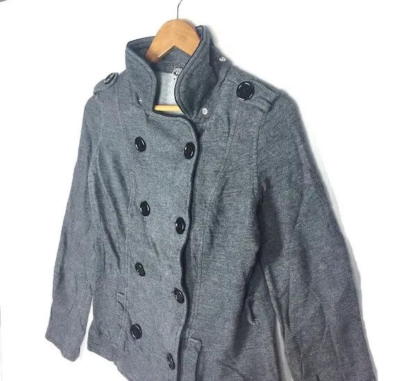 Guess Vtg GUESS USA Gray Peacoat Jacket Double Breasted Coat Size M / US 6-8 / IT 42-44 - 2 Thumbnail