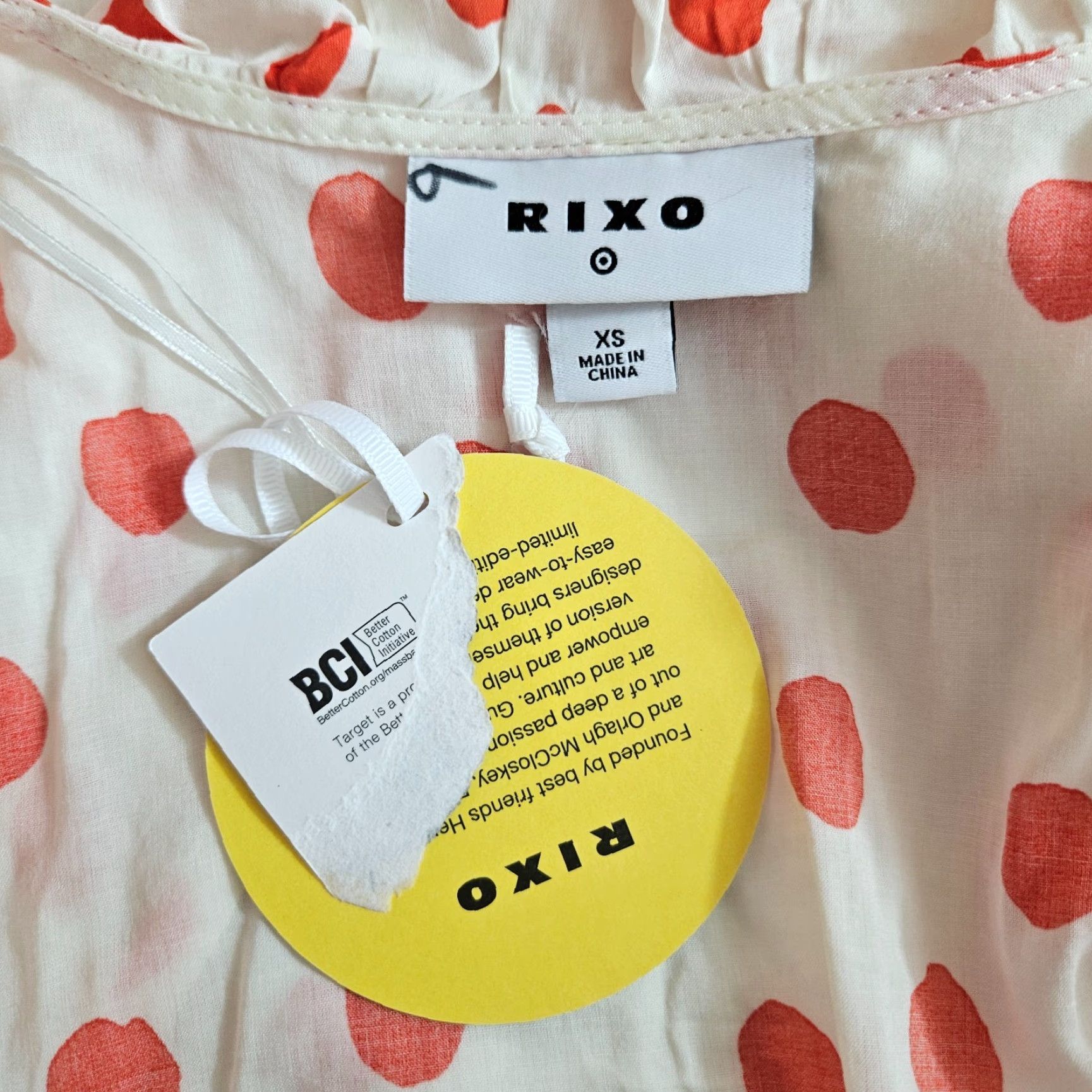 RIXO Rixo for Target Womens Wrap Dress XS Red 3/4 Sleeve Ruffle Polka Dot V-Neck Tie Dress Size XS / US 0-2 / IT 36-38 - 5 Thumbnail