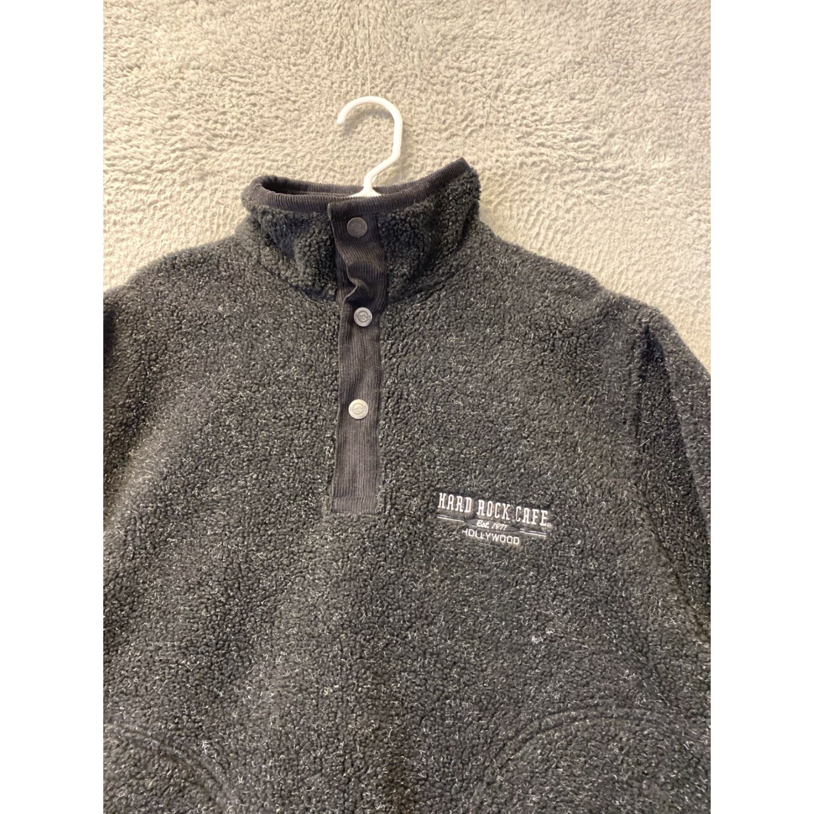 Hard Rock Cafe Hard Rock Cafe Hollywood Pullover Jacket M Black Gray Sherpa Fleece Snap 51-72 Size US M / EU 48-50 / 2 - 2 Thumbnail