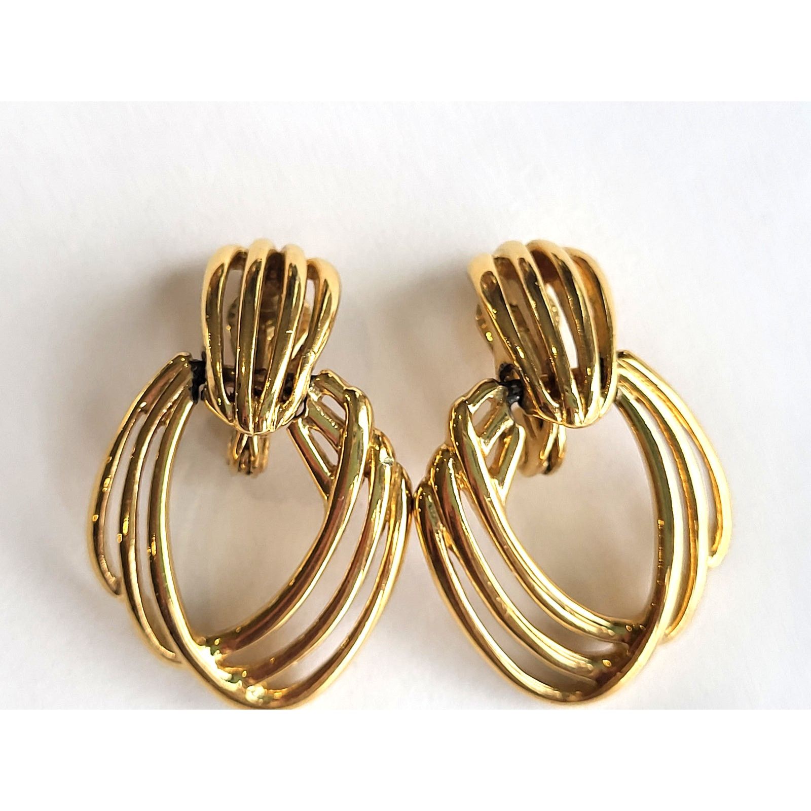 Monet Vintage 1980s Monet Earrings Door Knocker Modernist Clip-On Size ONE SIZE - 5 Thumbnail