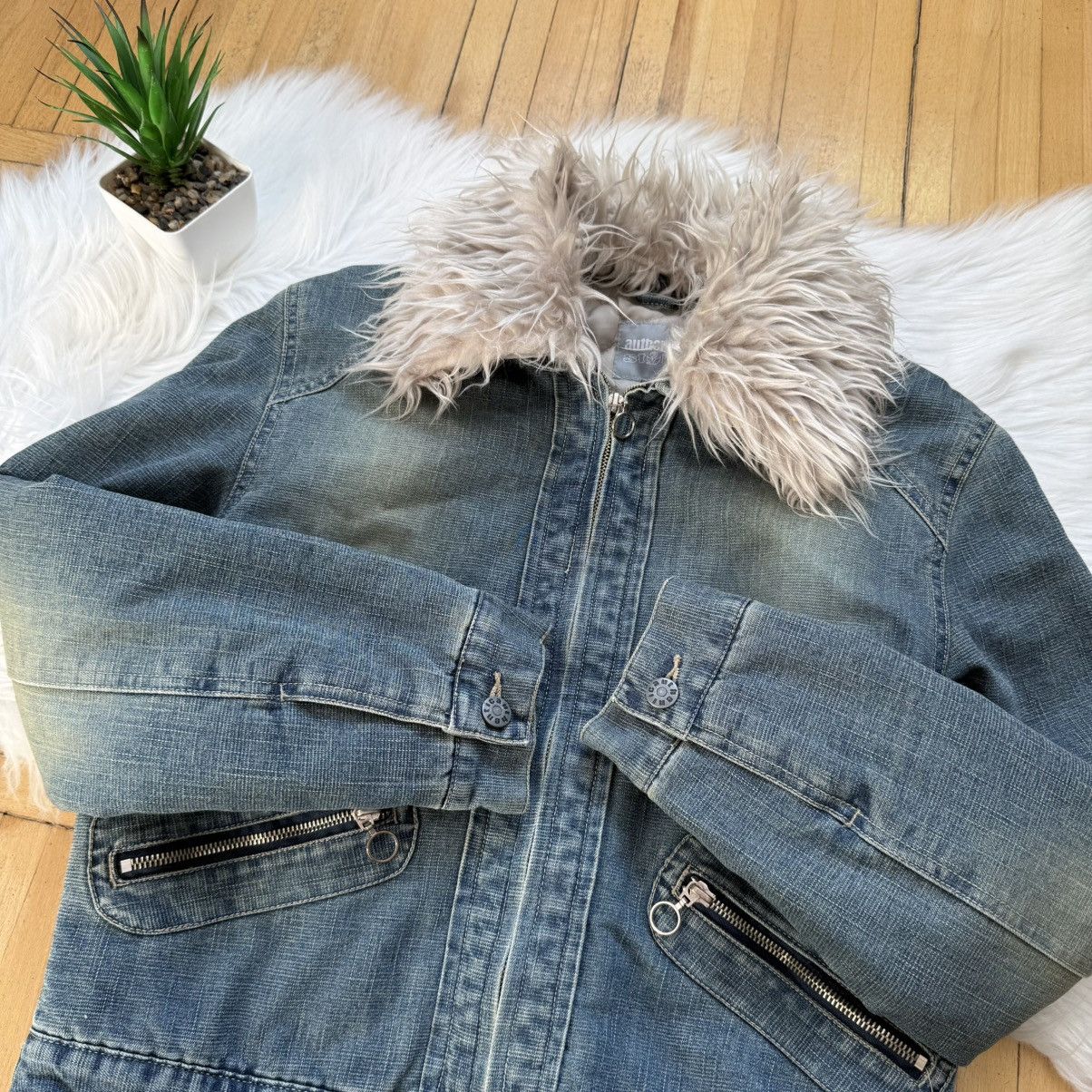 If Six Was Nine 📌 Crazy Y2K Fur Sherpa 00s Vintage Denim Jacket Size M / US 6-8 / IT 42-44 - 9 Thumbnail