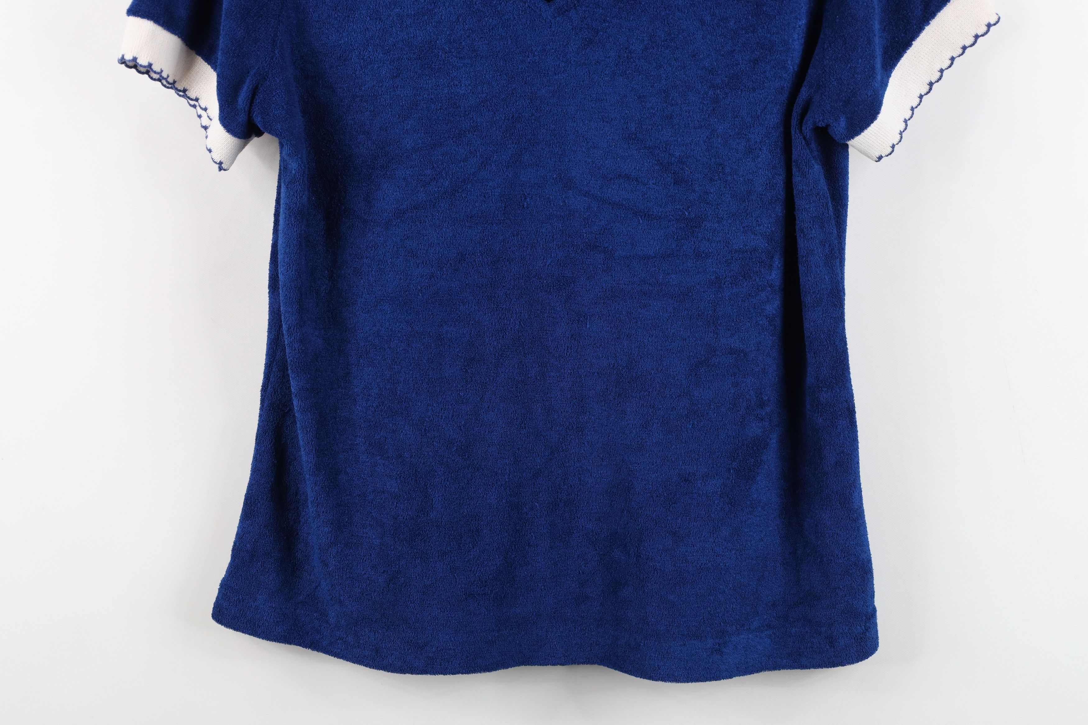 Vintage Vintage 70s Streetwear Blank Terry Cloth Polo Shirt Blue USA Size L / US 10 / IT 46 - 3 Thumbnail