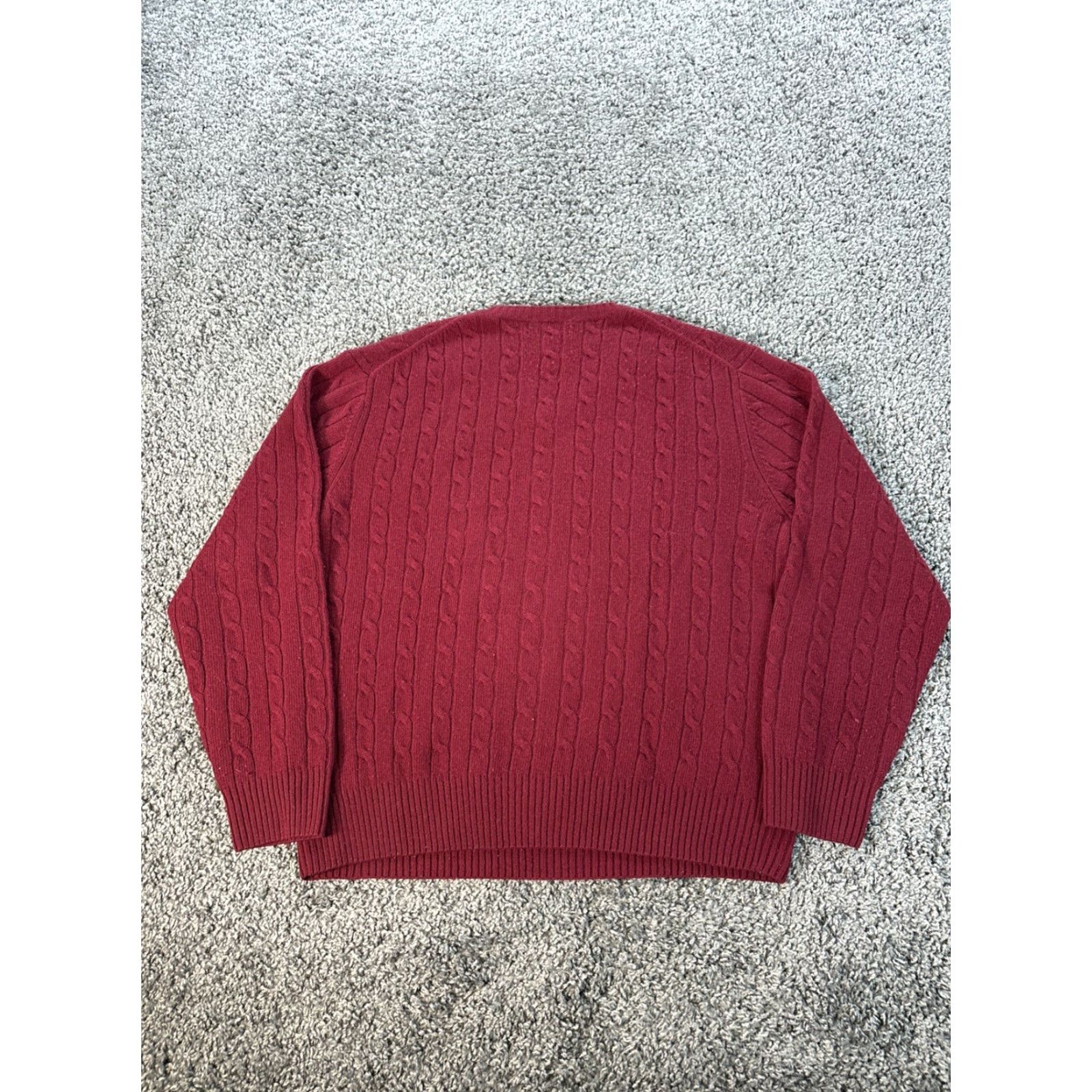 Cremieux Cremieux Sweater Men L Red V-Neck Cable-Knit Pullover Wool Long Sleeve Classic Outdoor Winter Fall Size US L / EU 52-54 / 3 - 5 Thumbnail
