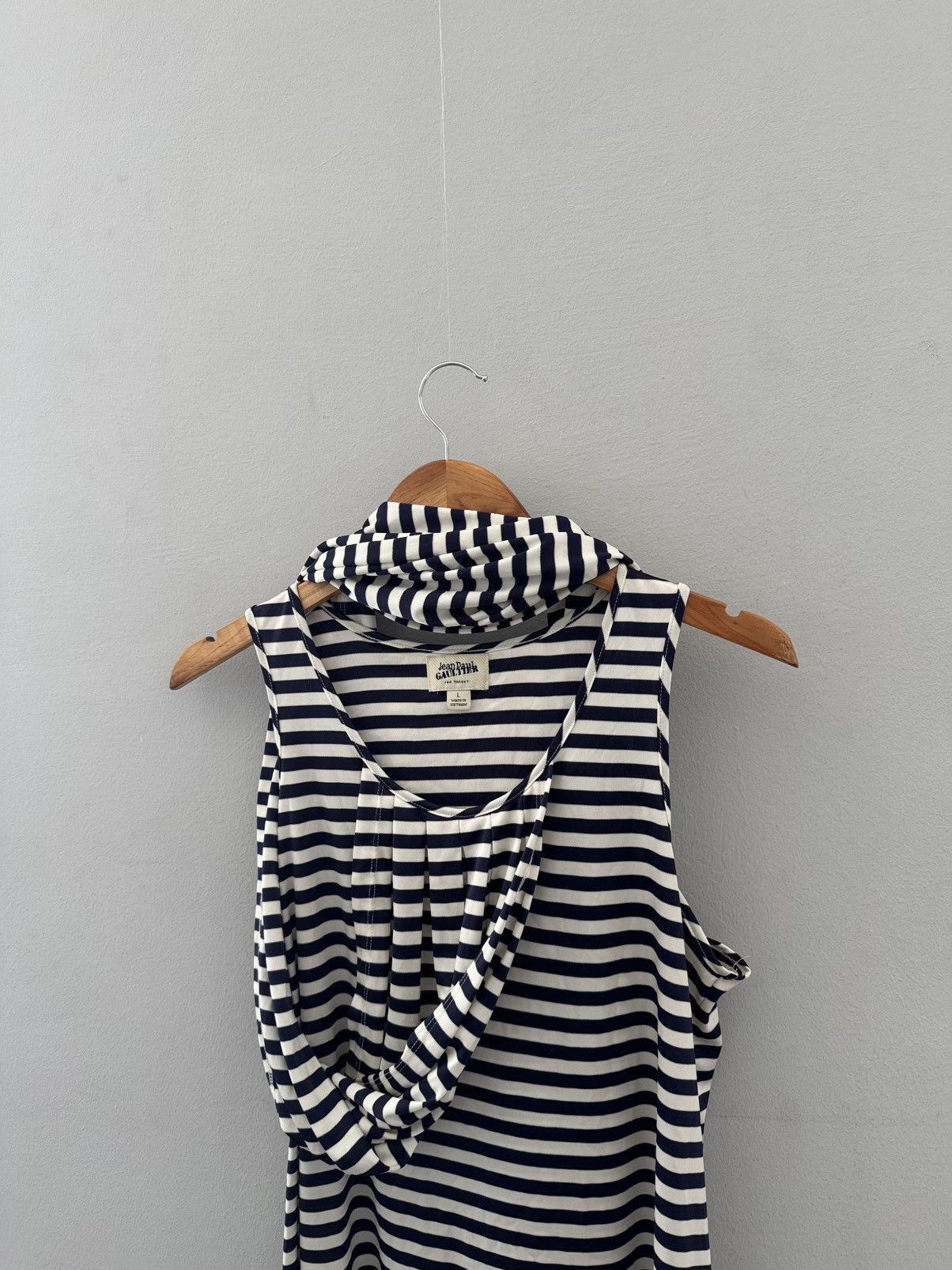 Jean Paul Gaultier Jean Paul Gaultier for Target Draped Navy Striped Dress Size L / US 10 / IT 46 - 2 Thumbnail