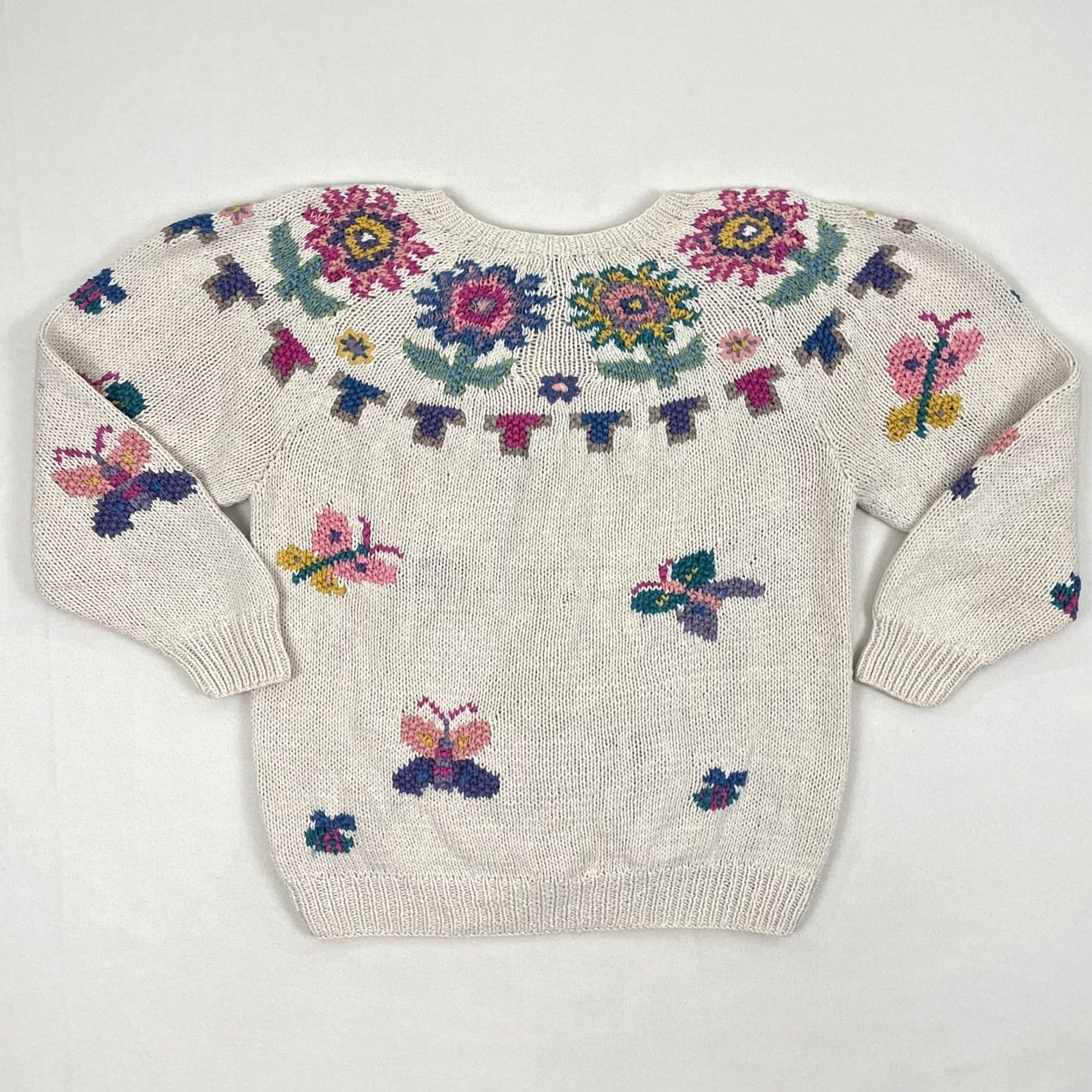Vintage VINTAGE Northern Isles Cardigan Sweater Womens S Hand Knit Butterfly Floral Cottage Cardigan Mens? Size S / US 4 / IT 40 - 8 Thumbnail
