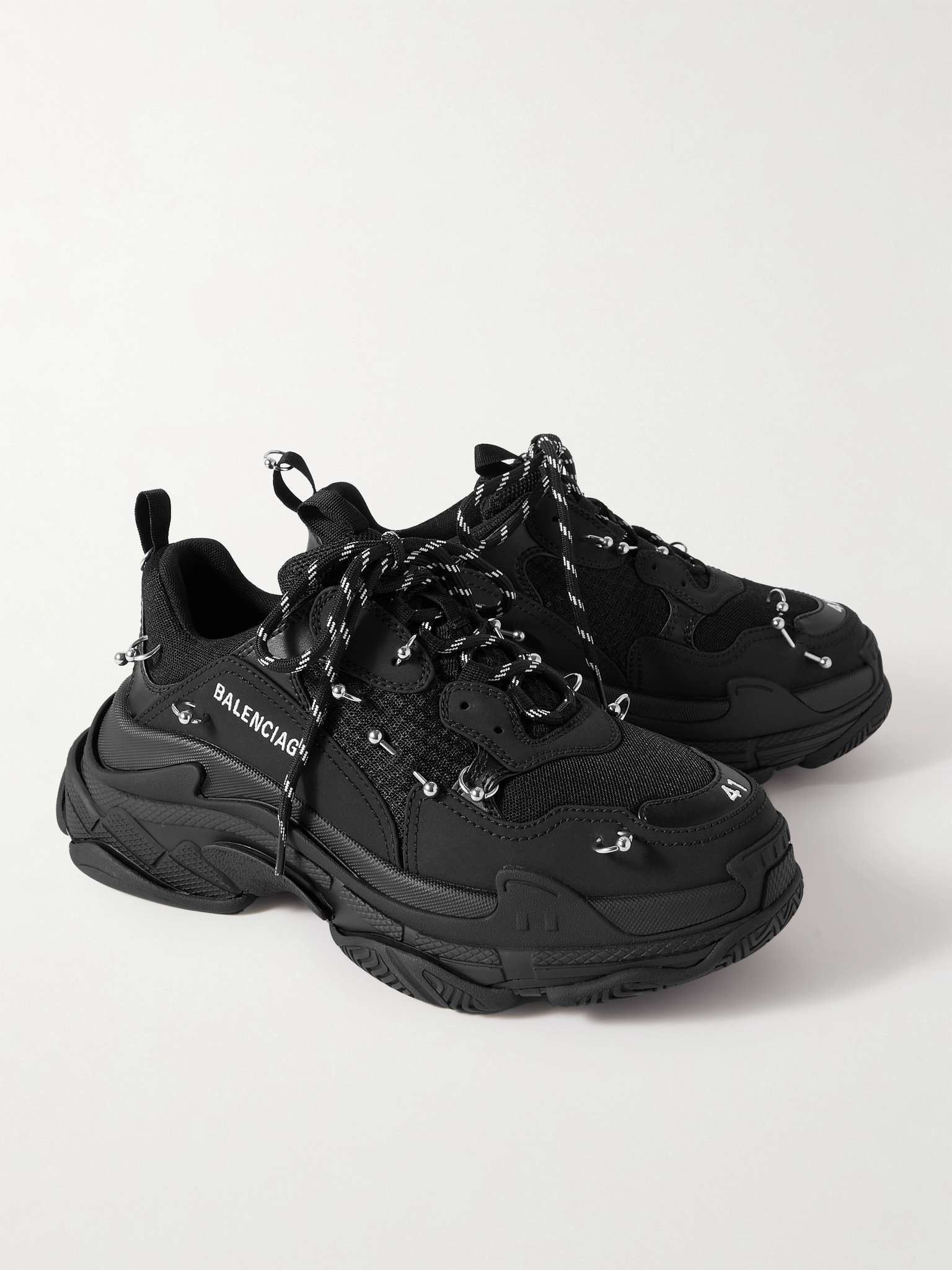Balenciaga o1mt1gz0225 Triple S Sneakers With Piercing in Black Size US 11 / EU 44 - 4 Thumbnail