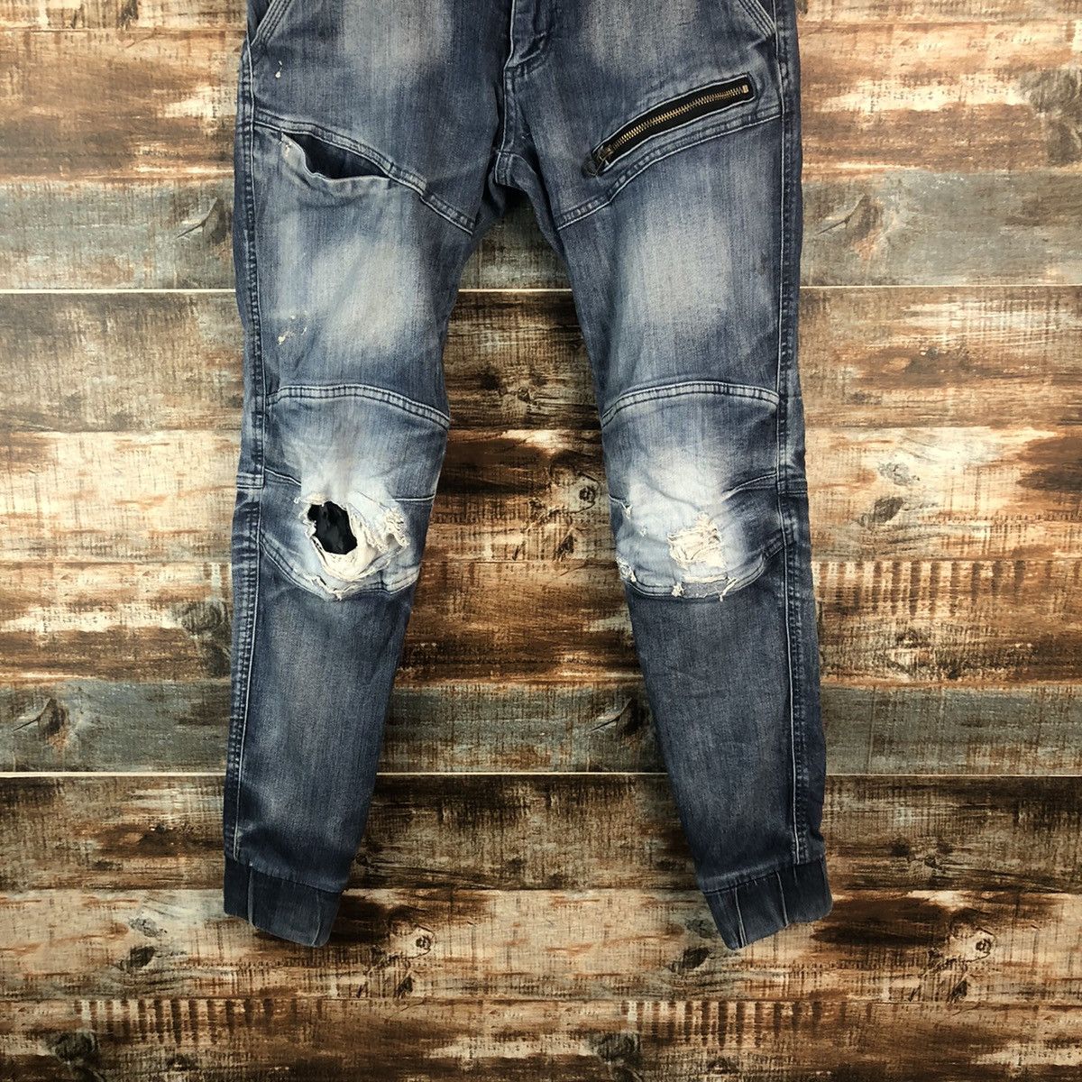 Japanese Brand Field Core Blue Distressed Denim Pants #A2122 Size US 31 - 3 Thumbnail