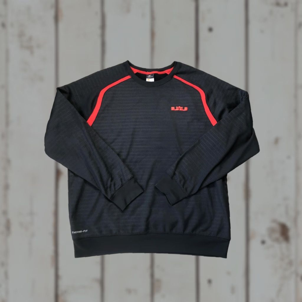 Nike VINTAGE Nike LeBron James Therma-FIT Sweatshirt Mens 2XL Black Red Crewneck Pullover Size US XXL / EU 58 / 5 - 1 Thumbnail