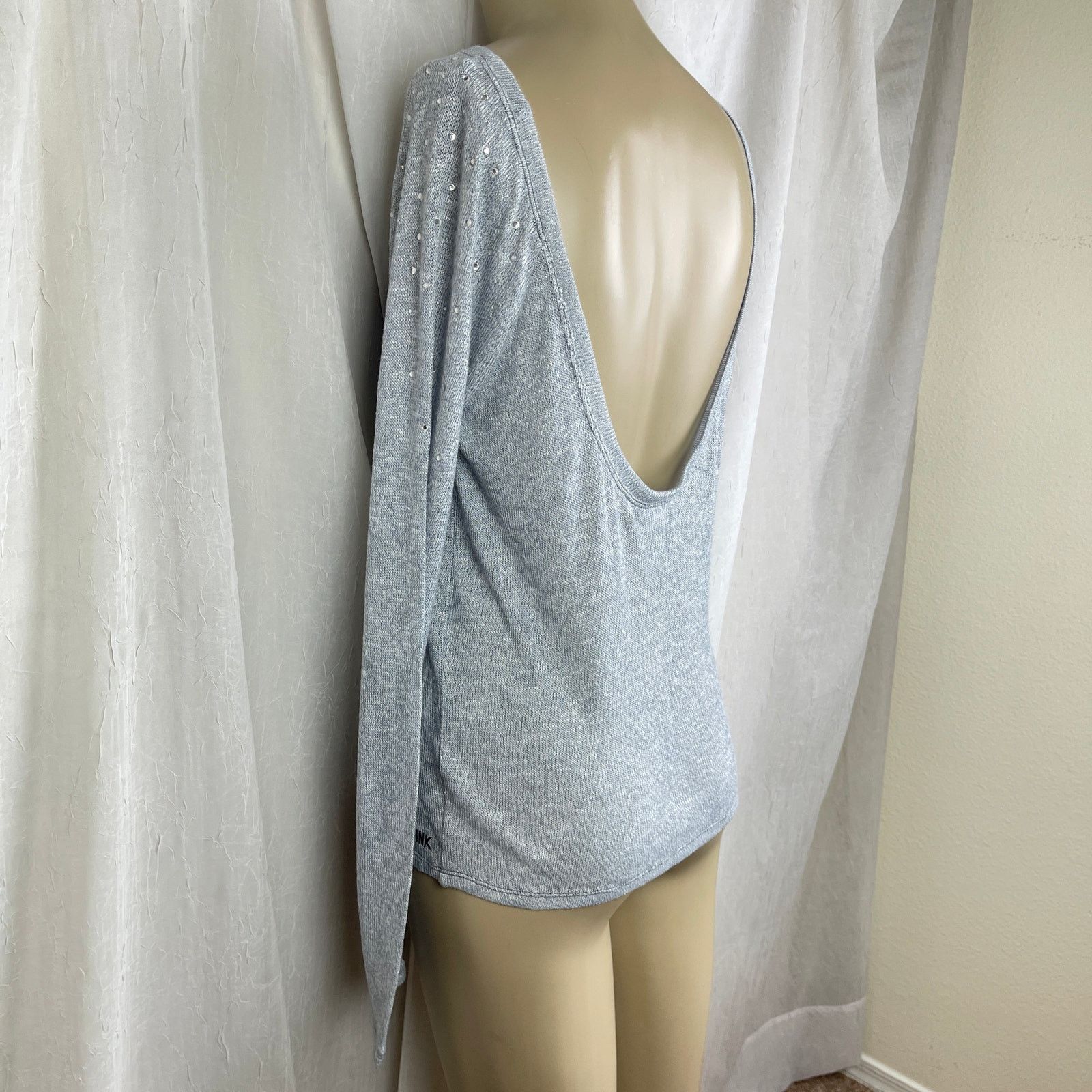 Pink Victoria’s Secret PINK Light Gray Scoop Back Slouchy Sweater Size XS / US 0-2 / IT 36-38 - 8 Thumbnail
