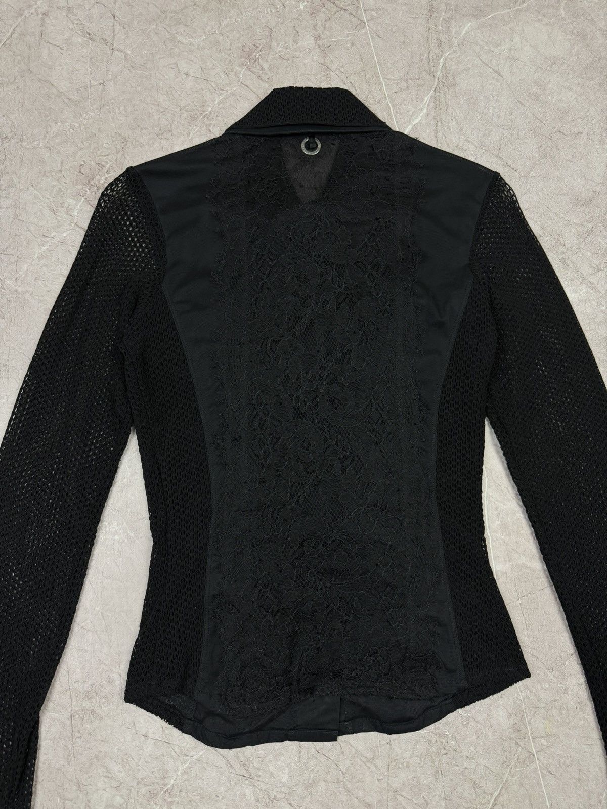 Jean Paul Gaultier Vintage Save The Queen! Mesh & Lace Gothic Ruffle Blouse Size S / US 4 / IT 40 - 5 Thumbnail