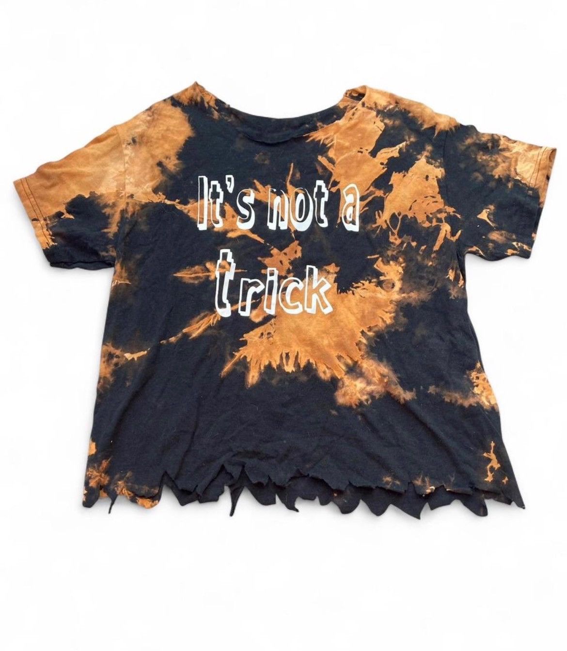 Vintage Y2K Bleached Tie Dye Croptop “Its Not a trick” Size Large Size US L / EU 52-54 / 3 - 1 Thumbnail