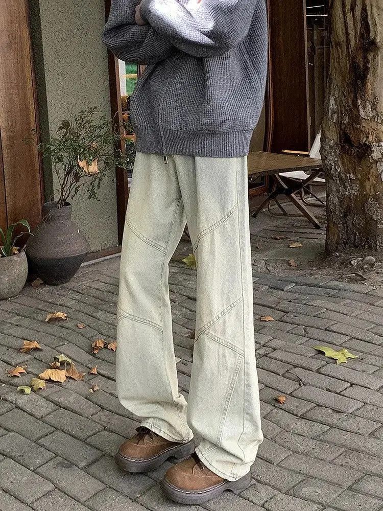 Japanese Brand Retro loose straight leg spliced jeans Size US 32 / EU 48 - 3 Thumbnail
