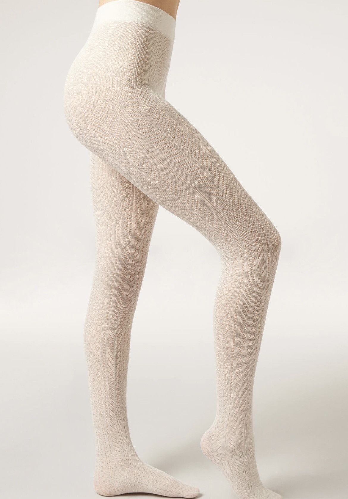 Calzedonia Calzedonia Chevron tights with cashmere size 3/4 M/L White Size ONE SIZE - 1 Thumbnail