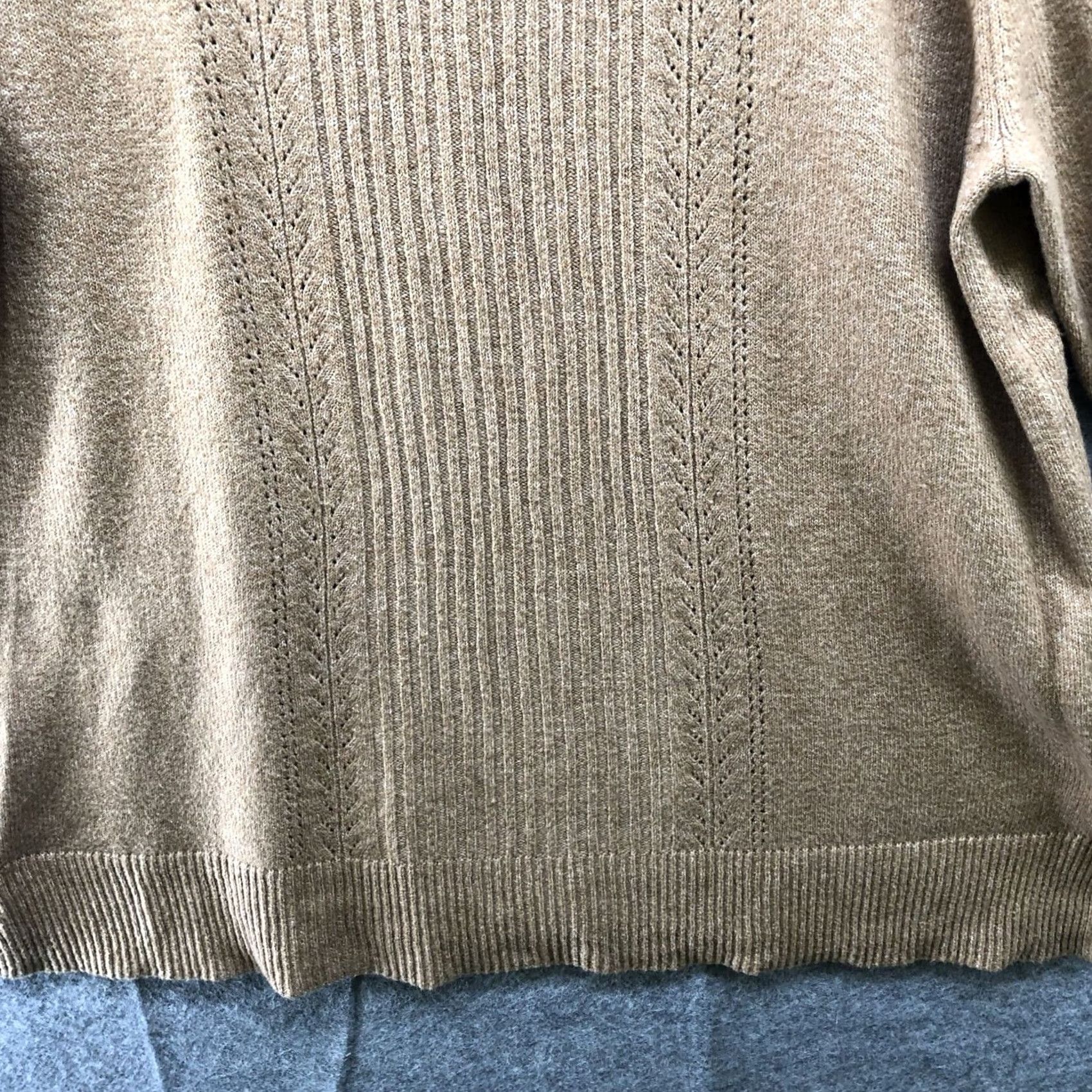 Old Navy Old Navy Pointelle Mock Neck Sweater Womens XL Camel Tan Stretch Knit Pullover Casual Fall Winter Knit Cotton Blend Size XL / US 12-14 / IT 48-50 - 4 Thumbnail