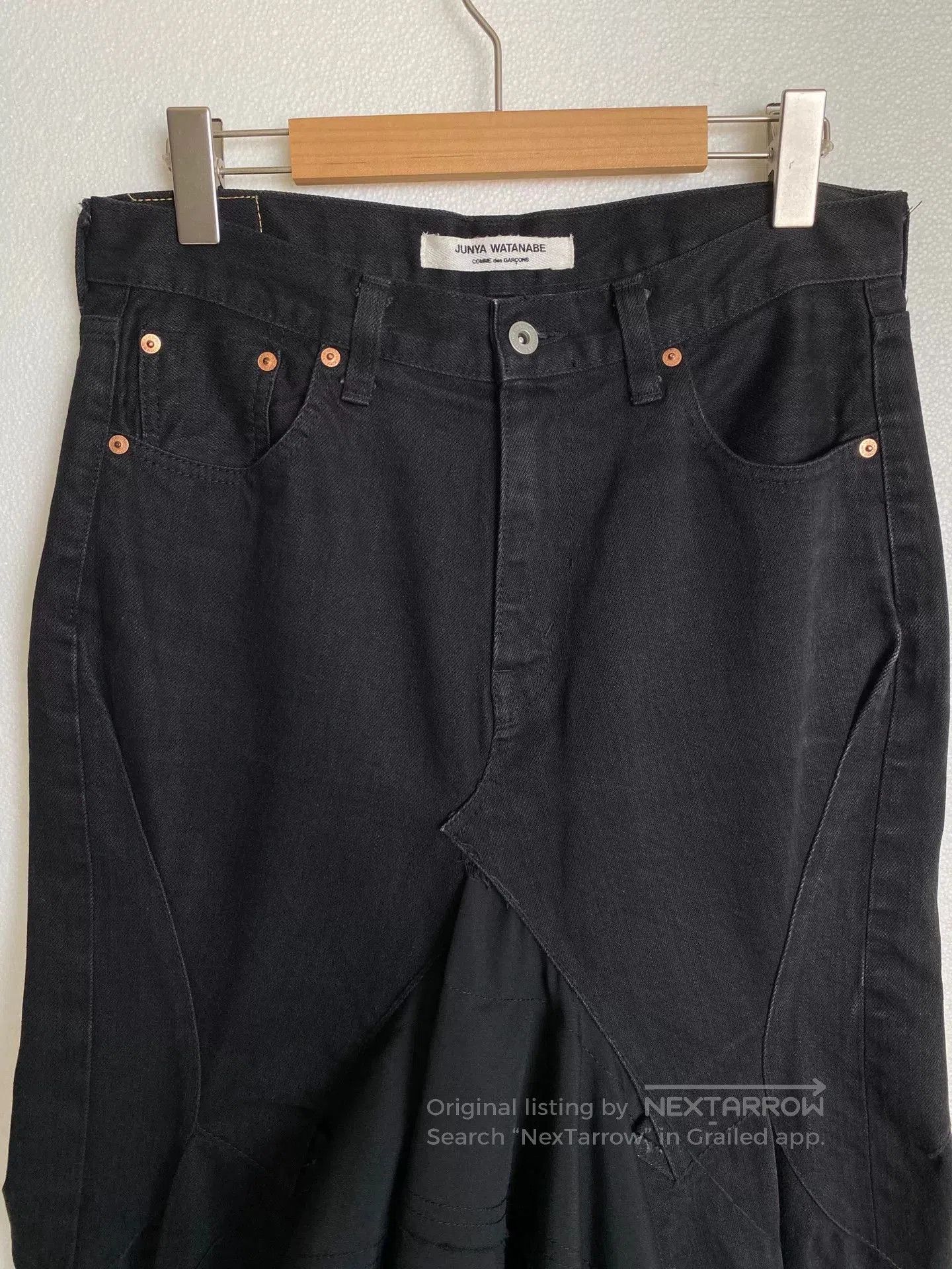 Junya Watanabe black deconstructed wool denim skirt. Size 28" / US 6 / IT 42 - 3 Thumbnail