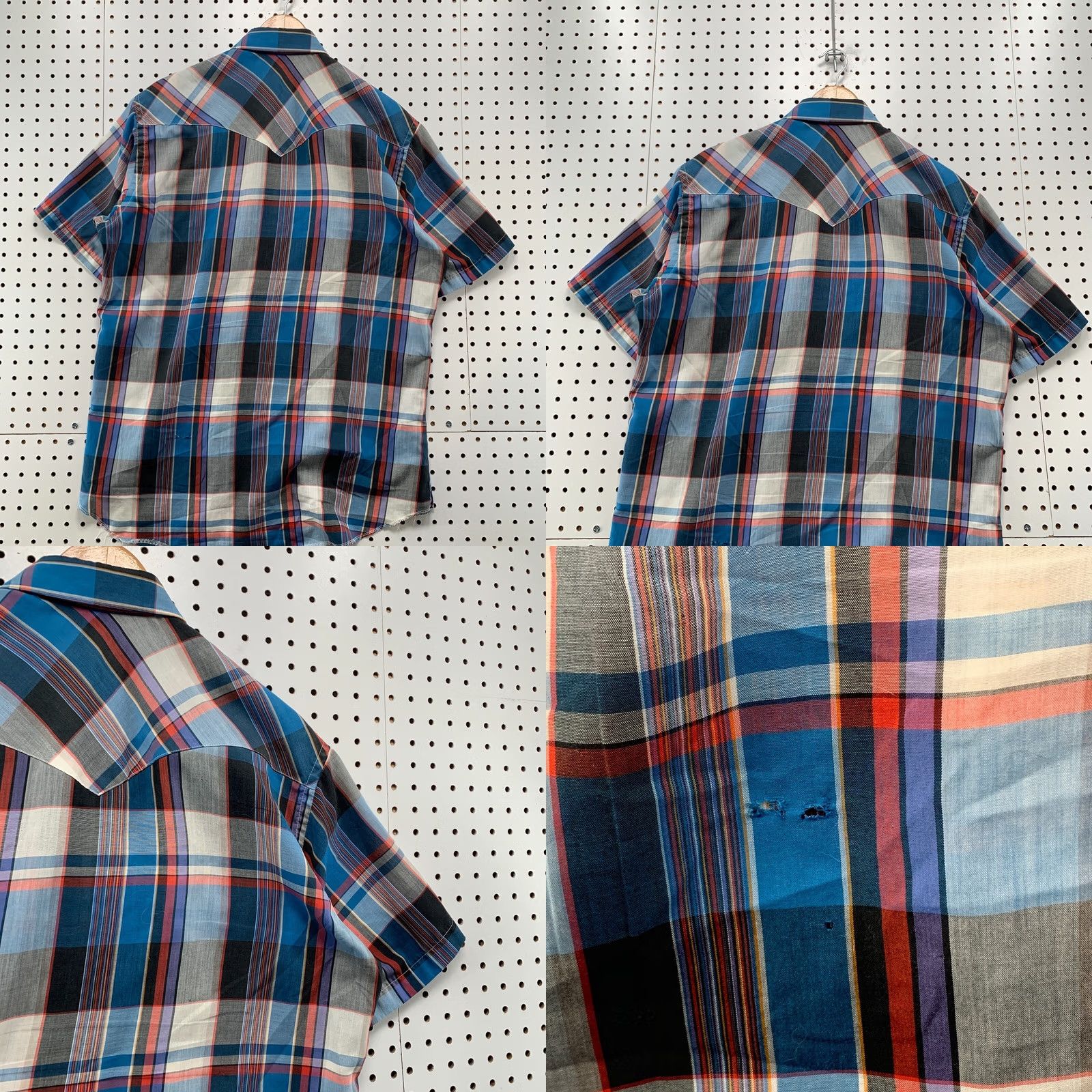 Wrangler VINTAGE Wrangler Snap Western Shirt Mens Large Blue Cowboy Cut Distressed 23x32 Size US L / EU 52-54 / 3 - 9 Thumbnail