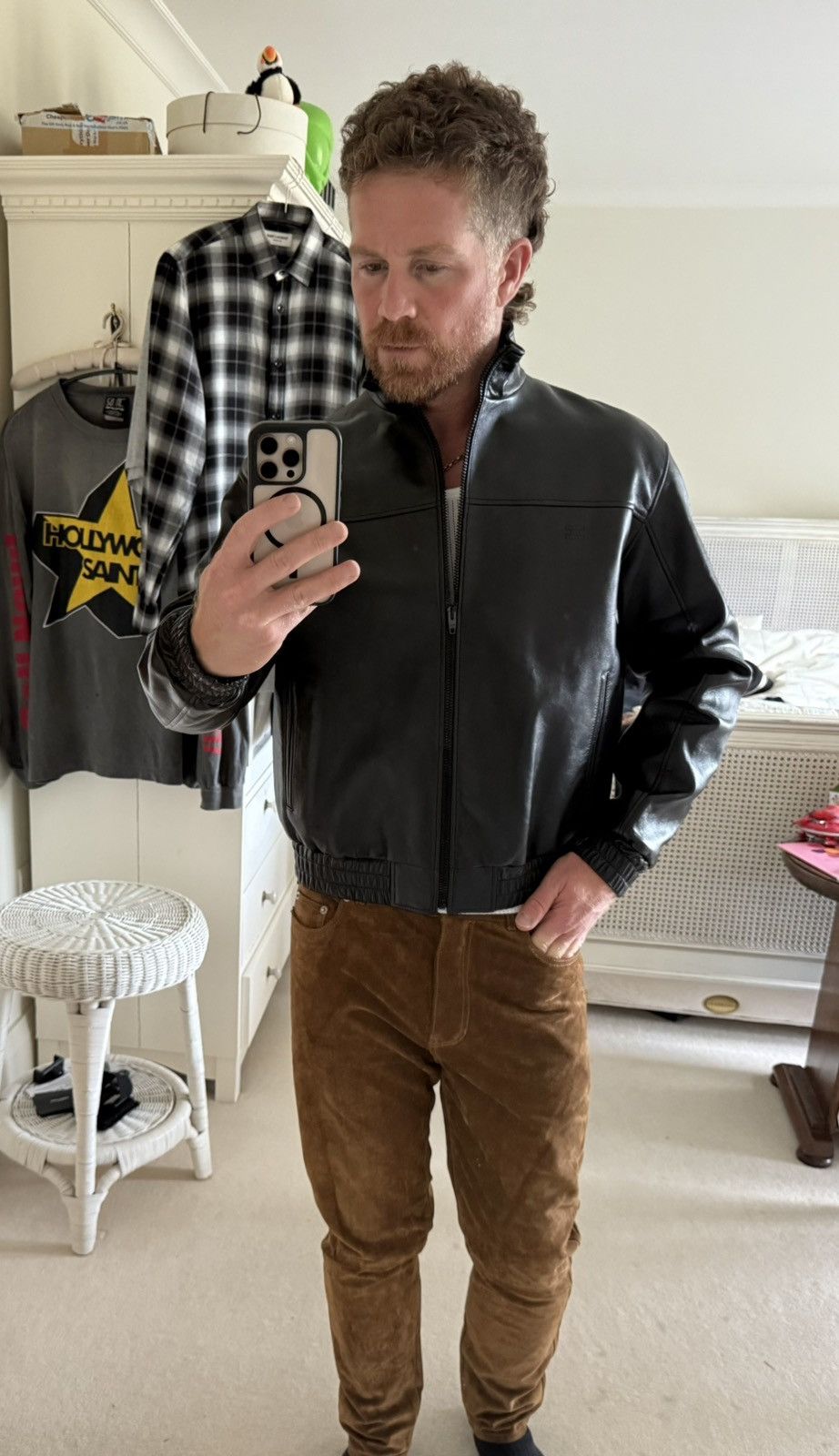 Celine FW24 Celine logo Triomphe leather tracksuit jacket 54 Hedi Size US L / EU 52-54 / 3 - 5 Thumbnail