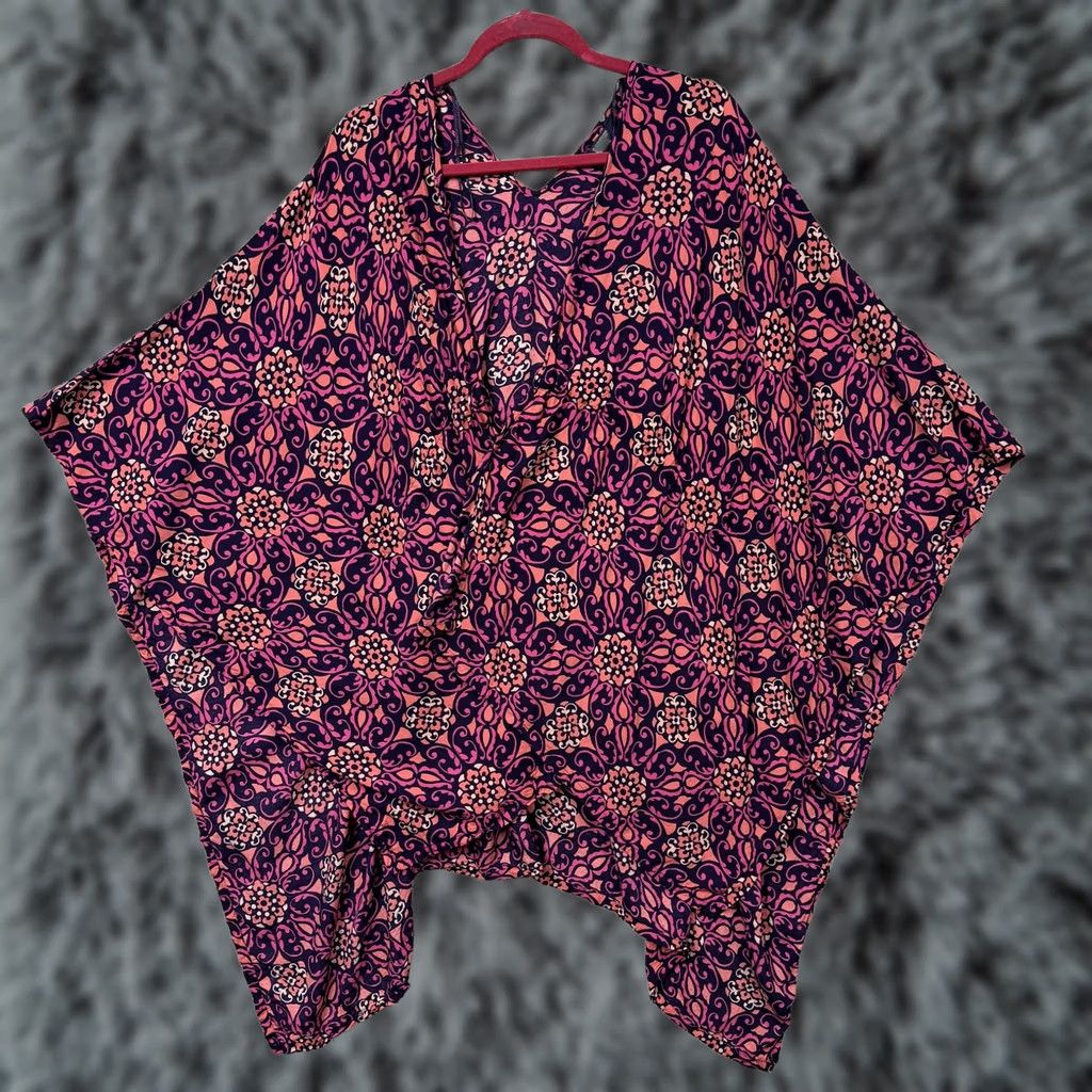Lands' End Lands' End Kaftan Swim Coverup One Size Festival Floral Boho Vacation Multicolor Viscose Modal Womens Cover Up Size ONE SIZE - 1 Thumbnail