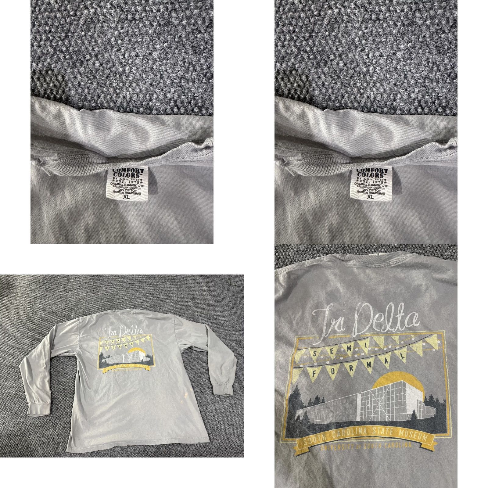Comfort Colors Comfort Colors Shirt Womens XL Gray Tri Delta Semi Formal Long Sleeve Pocket Top Size XL / US 12-14 / IT 48-50 - 8 Thumbnail