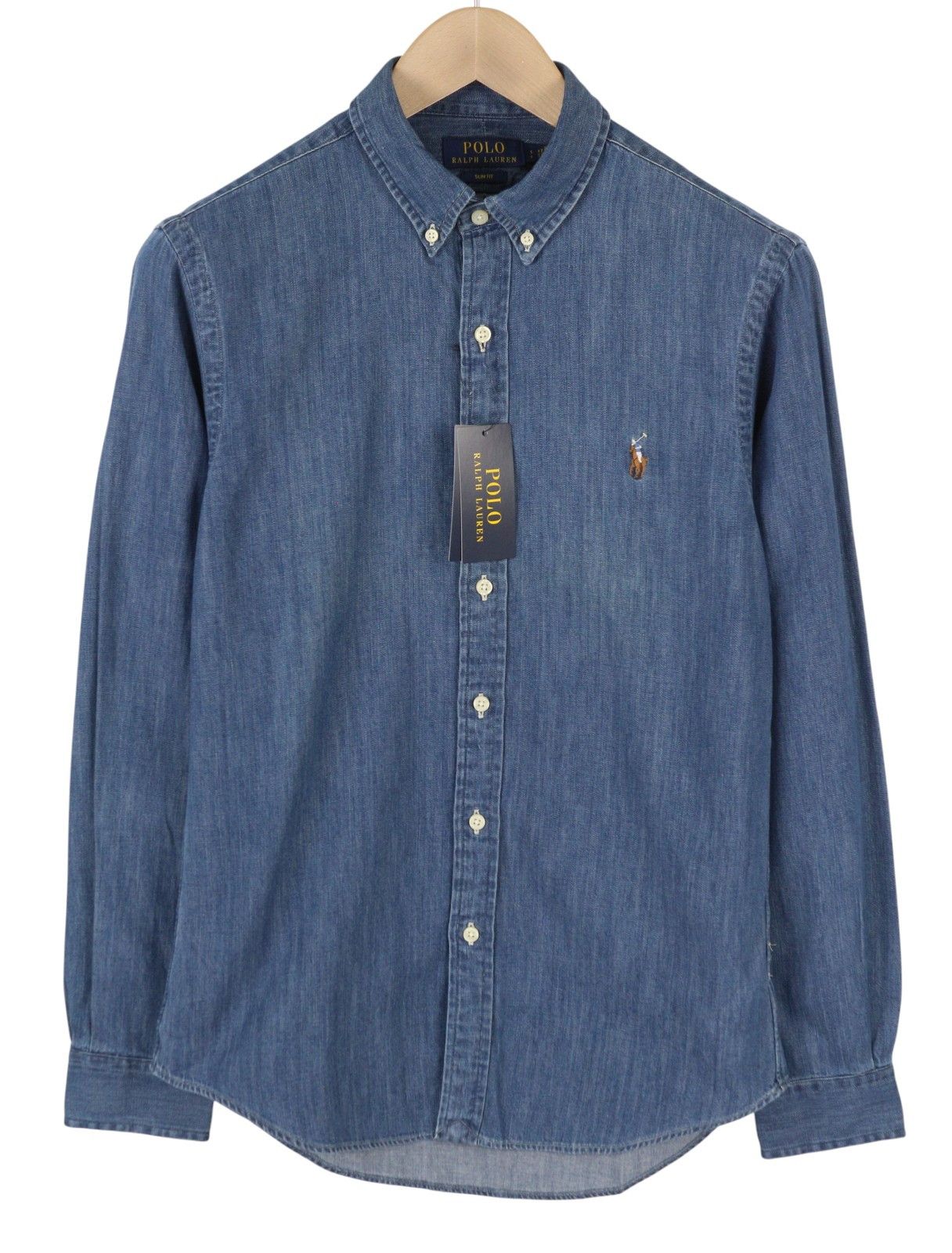Ralph Lauren CORE REPLEN S Blue Denim Faded Button Down Slim 86995 Size US S / EU 44-46 / 1 - 2 Thumbnail