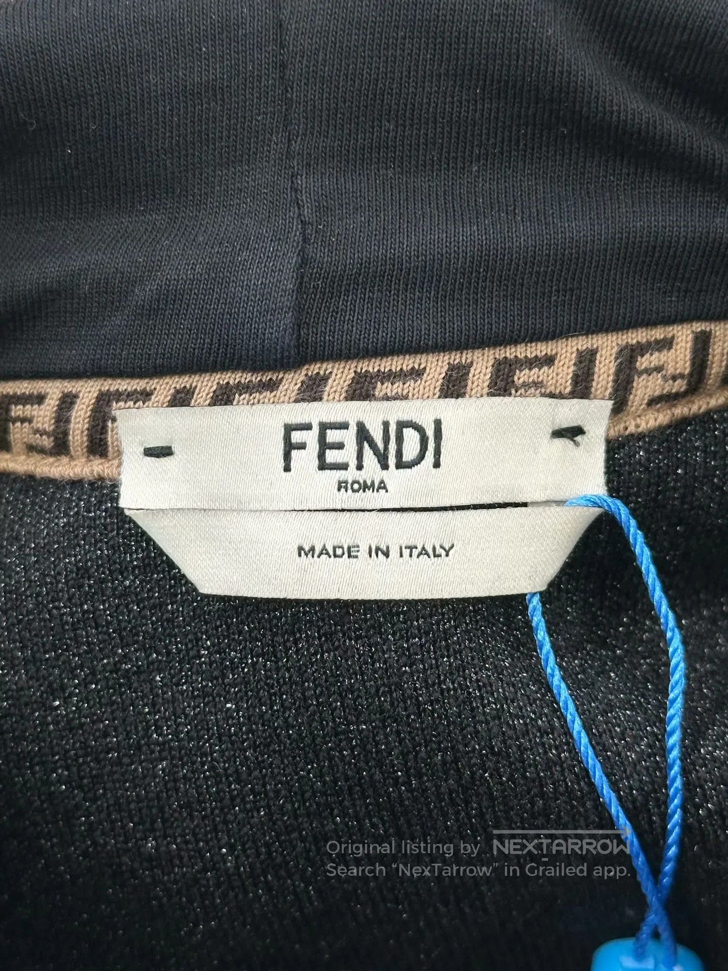 Fendi FENDI Black Hoodie with Black and Gold Ribbon Embroidery a Size US M / EU 48-50 / 2 - 3 Thumbnail
