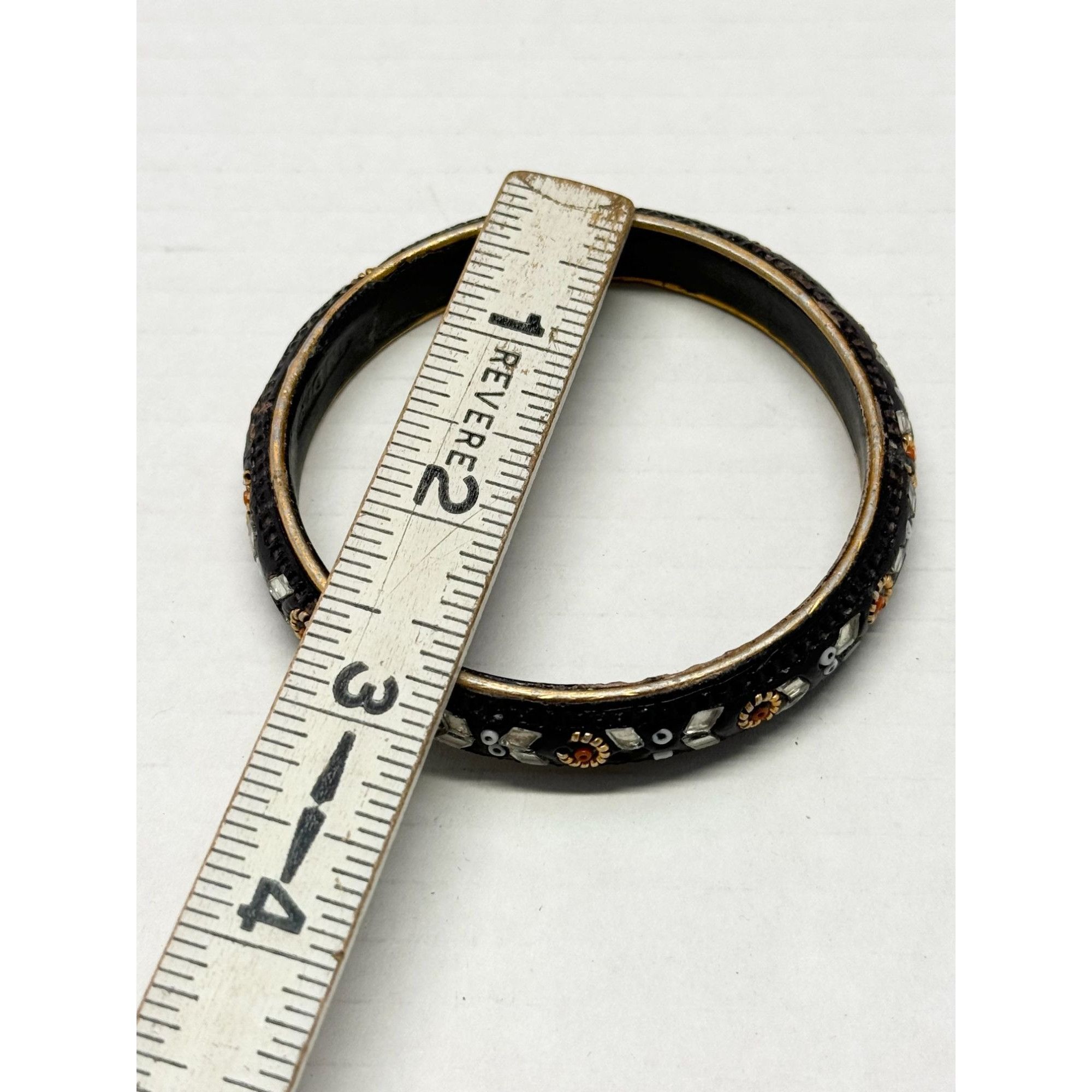 Vintage Vintage India Beaded black bangle bracelet Size ONE SIZE - 5 Thumbnail