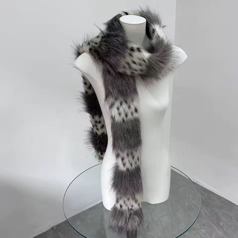 Other Faux Fur Leopard Y2k Trendy Polka Dot Plush Scarf Size ONE SIZE - 9 Thumbnail