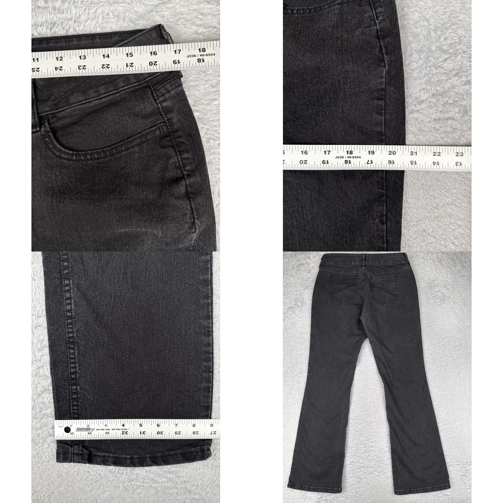 Vintage Riders by Lee Jeans Womens 12 Bootcut Denim Mid Rise Black Charcoal Wash 5-Pocket Studded Stretch Size 34" / US 12 / IT 48 - 9 Thumbnail