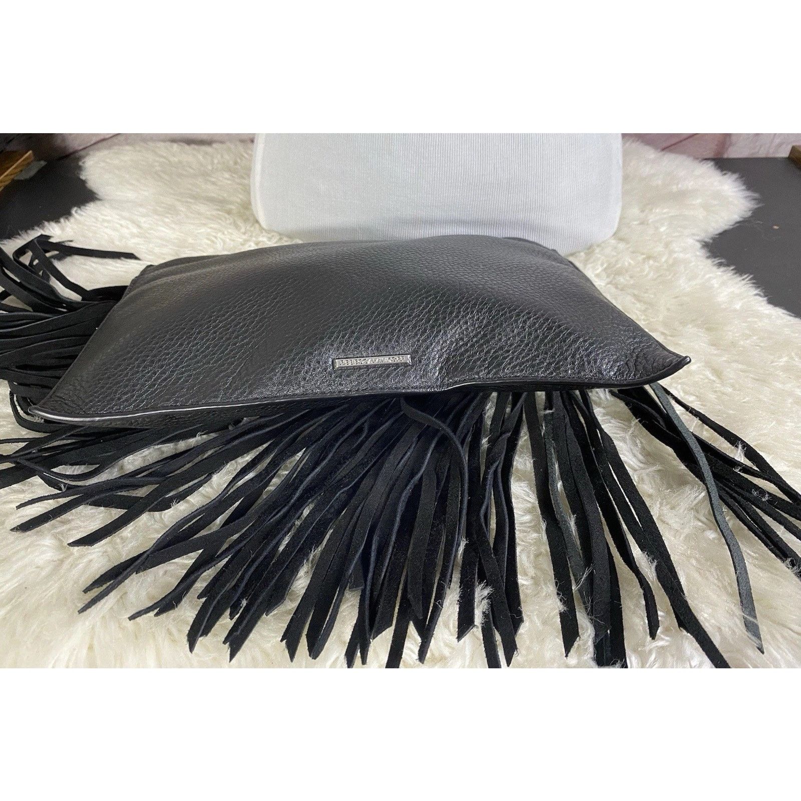 Rebecca Minkoff Rebecca Minkoff Leather Stevie Clutch Suede Fringe BK - NWT Size ONE SIZE - 8 Thumbnail