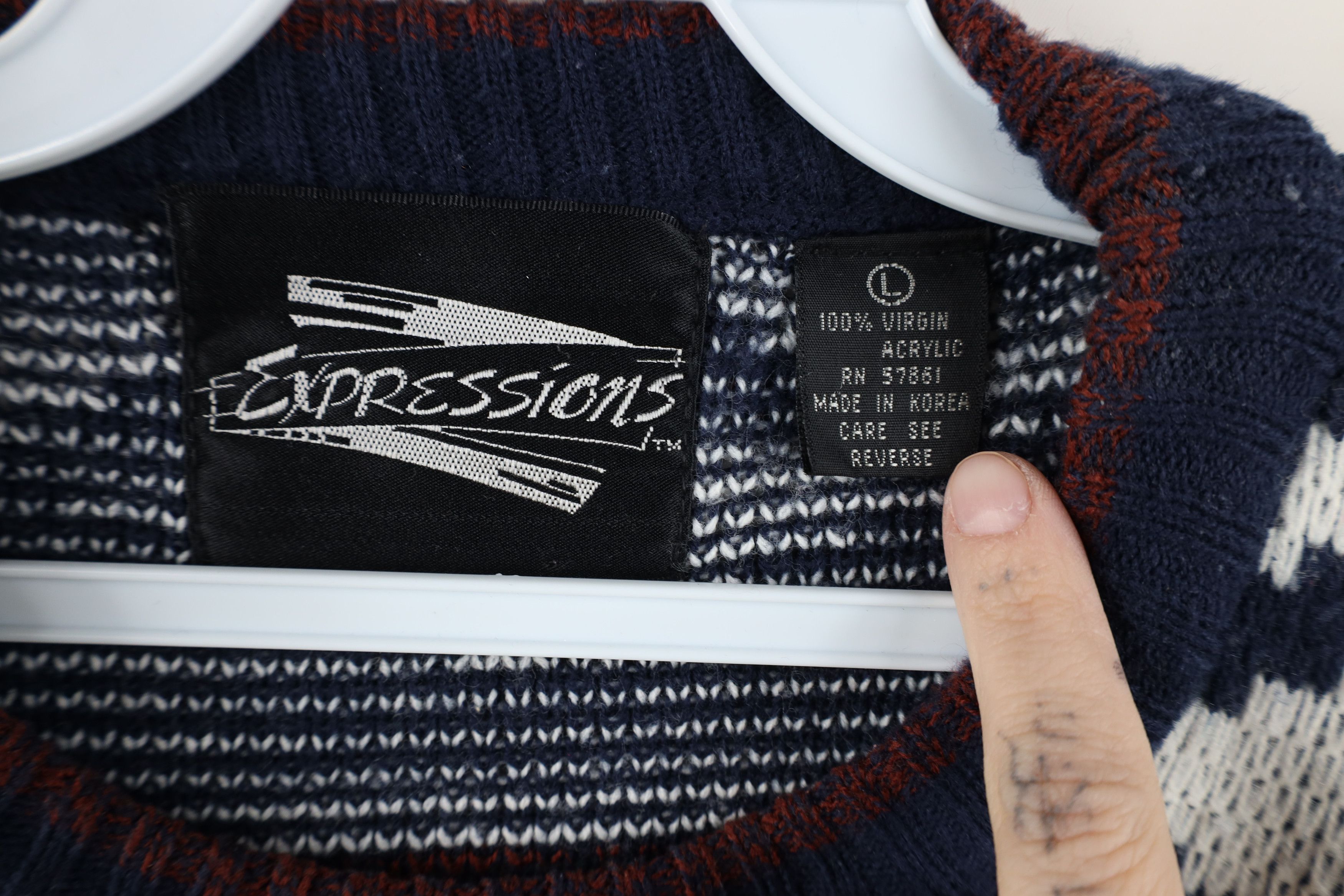 Vintage Vintage 90s Coogi Style Geometric Knit Crewneck Sweater Size US L / EU 52-54 / 3 - 5 Thumbnail