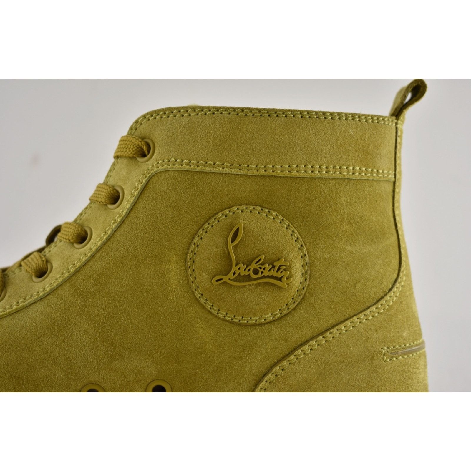 Christian Louboutin Lou Spikes Flat Yellow Green Suede High Top Sneaker 44 11 Size US 11 / EU 44 - 9 Thumbnail