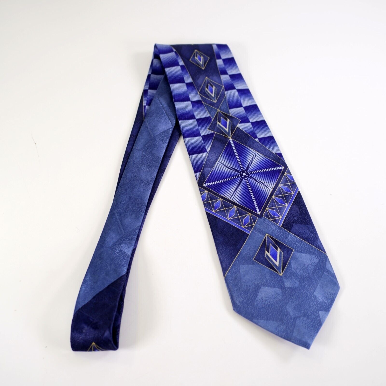 Designer Daniel Ellissa New York Blue Abstract Print Wide Silk Tie Size ONE SIZE - 5 Thumbnail