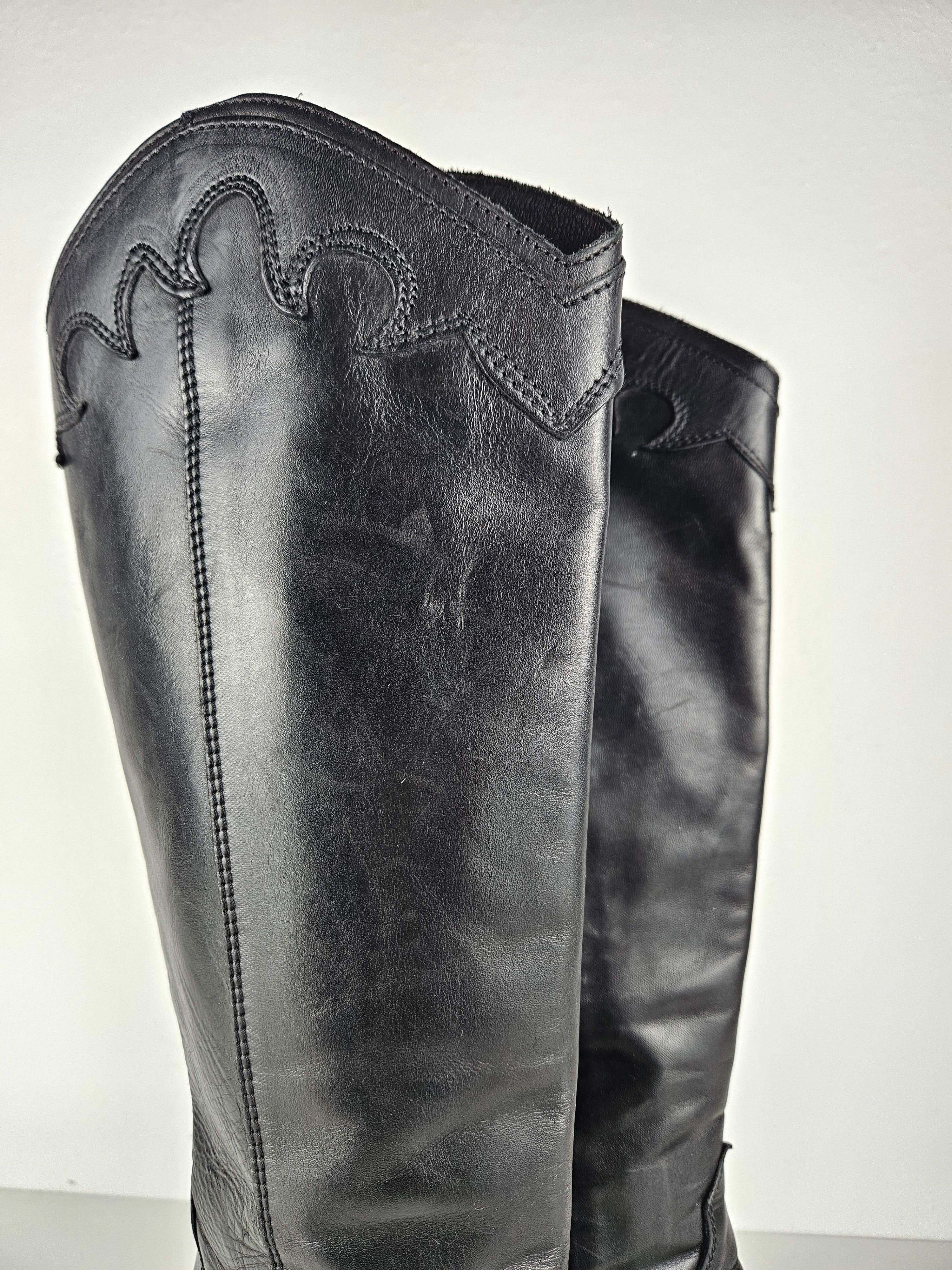 Vintage Vintage leather high heel pointed toe cowboy boots Size US 10 / IT 40 - 16 Thumbnail