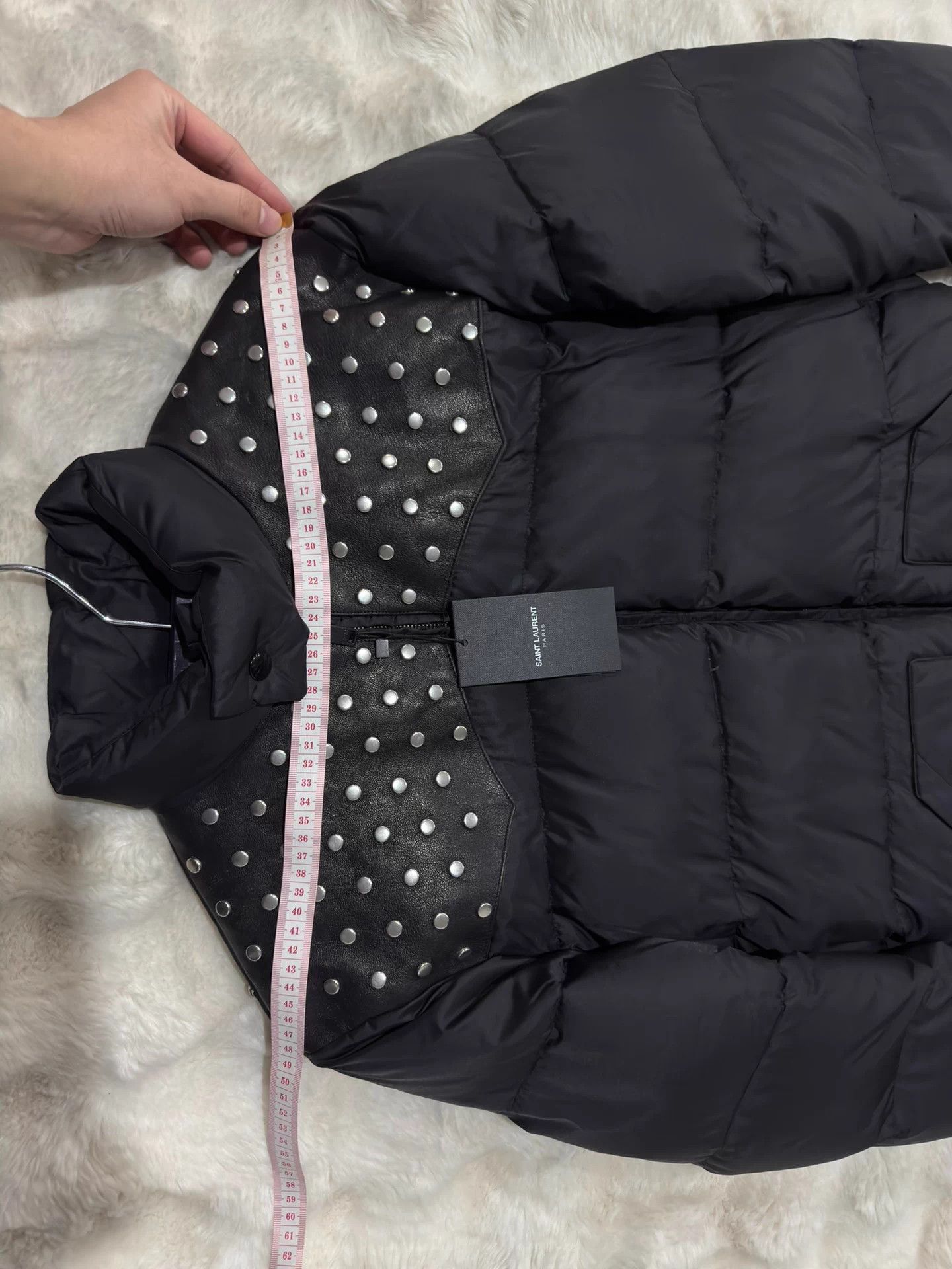 Saint Laurent Paris Saint Laurent 14 Rivet Leather Paneled Down Jacket 50 Rare Size US M / EU 48-50 / 2 - 6 Thumbnail
