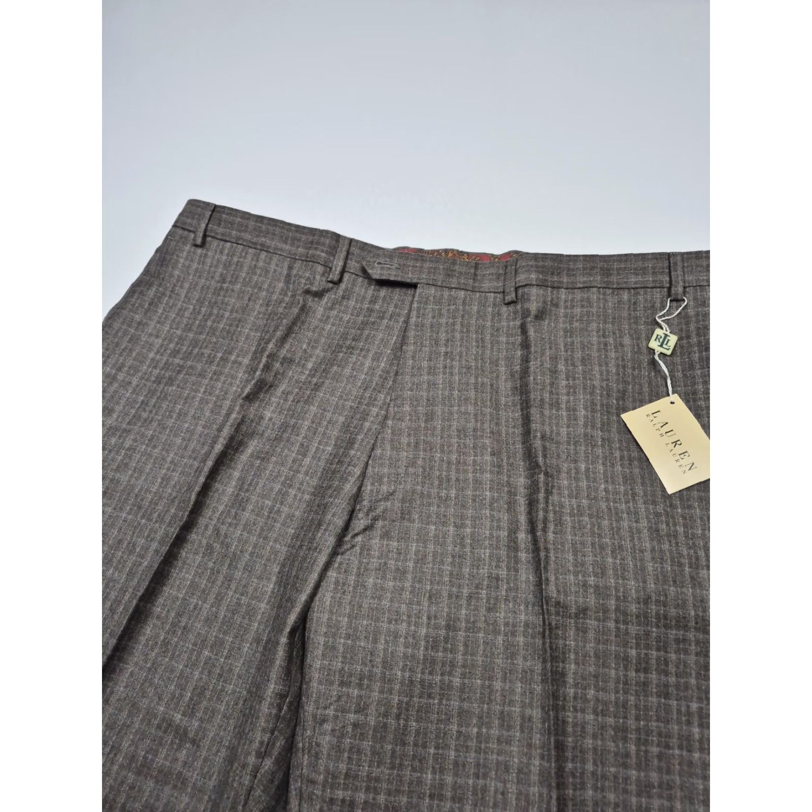 Ralph Lauren VTG Ralph Lauren Dress Pants Mens 46x36 Brown Wool Flat Front Check NWT Unhemmed Size US 30 / EU 46 - 2 Thumbnail