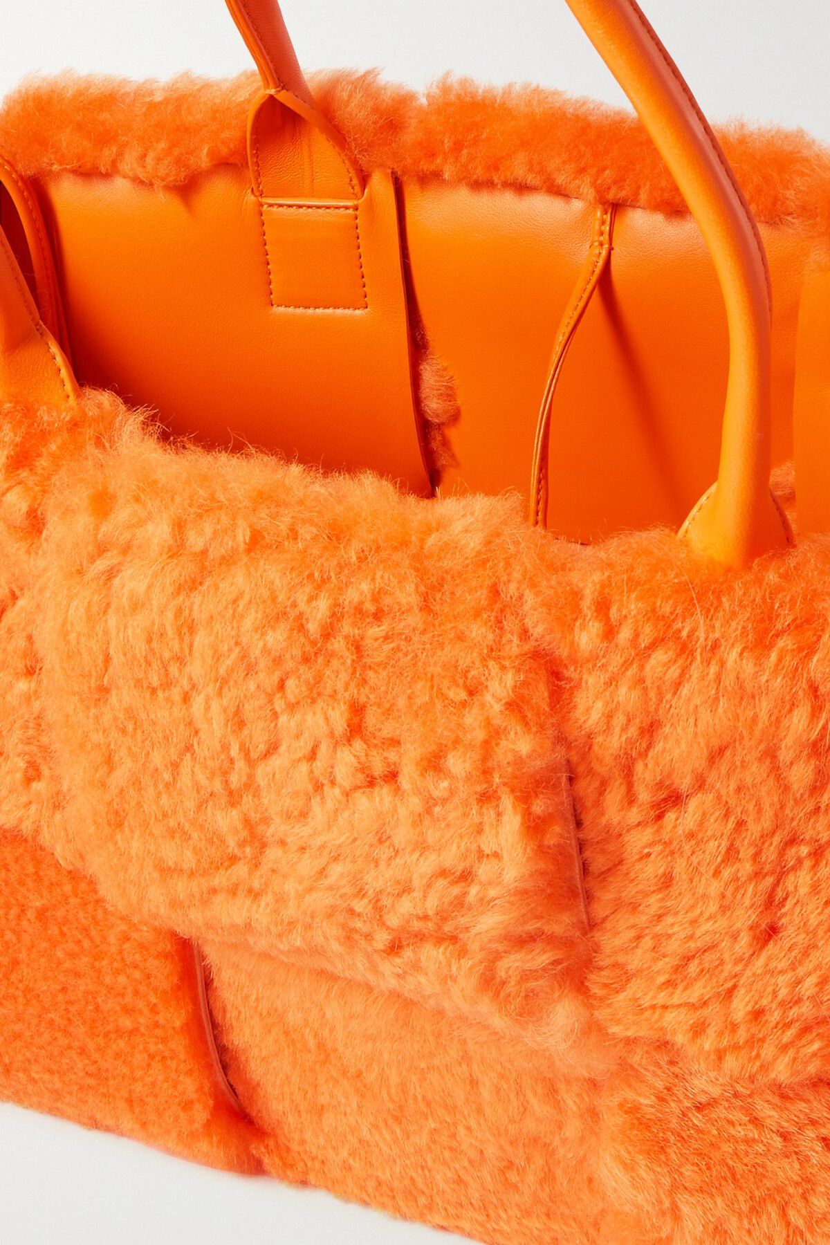 Bottega Veneta BOTTEGA VENETA arco leather trim orange shearling tote bag Size ONE SIZE - 4 Thumbnail