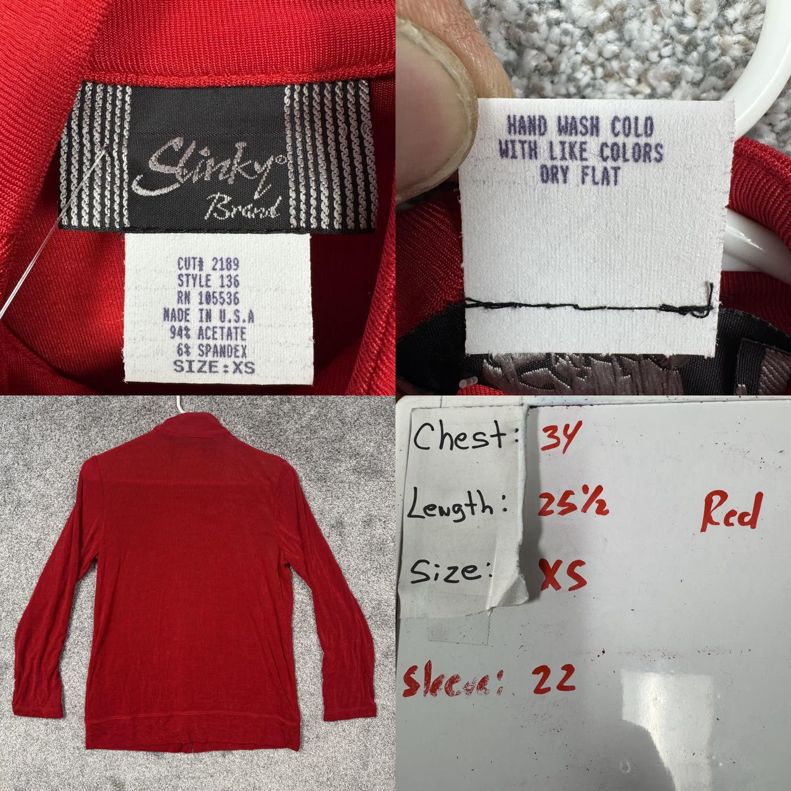 J Brand VINTAGE Slinky Brand Shirt XS Mock Neck Full Zip Stretch Layering Made USA Size XS / US 0-2 / IT 36-38 - 8 Thumbnail