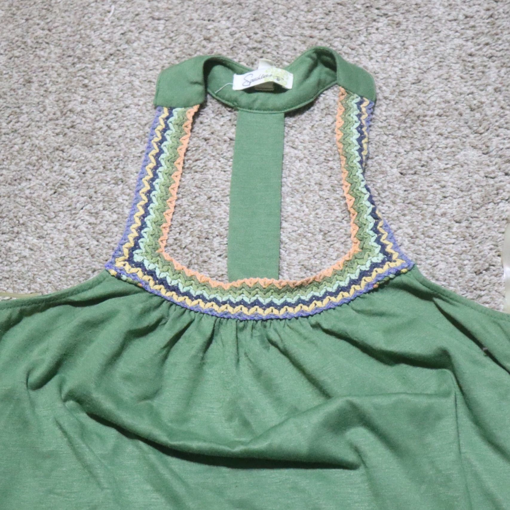 Vintage Speechless Shirt Blouse Adult Women's Large Green Lace Sleeveless Round Neck Pullover Classic Casual/Workwear Size L / US 10 / IT 46 - 2 Thumbnail